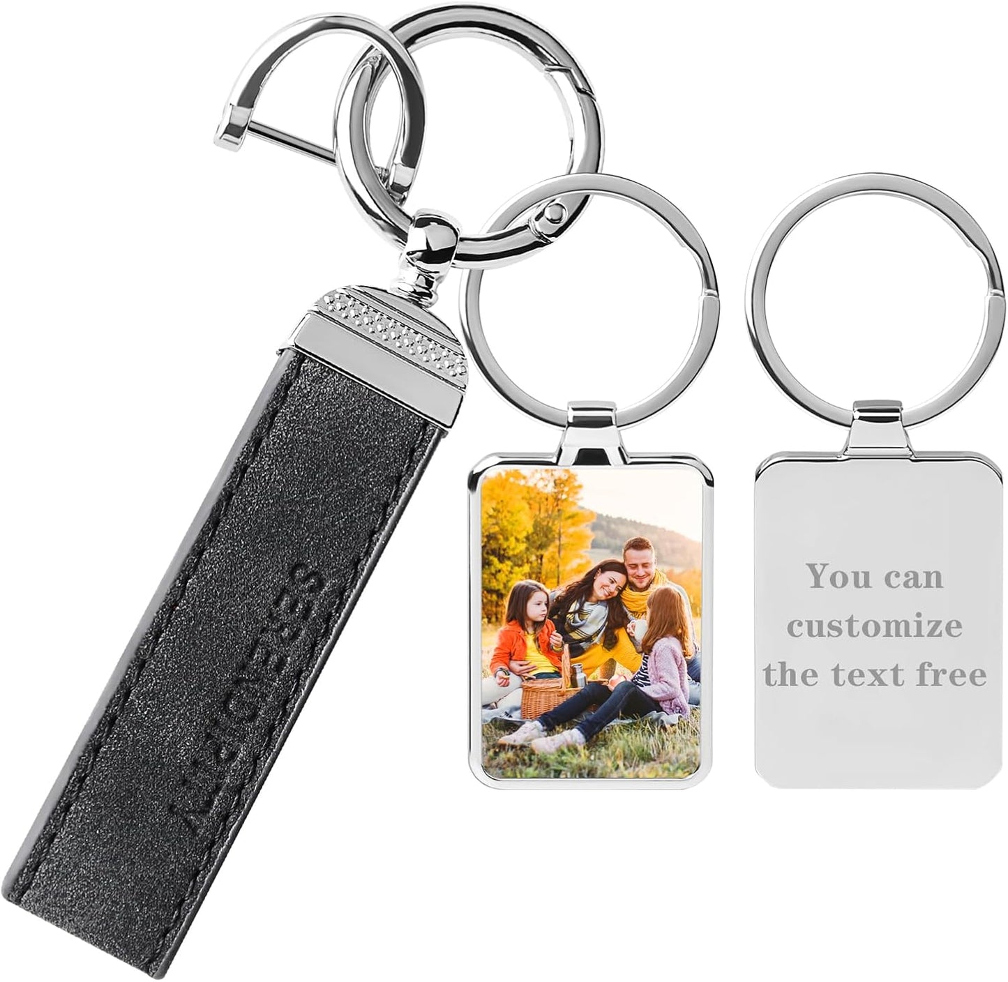 Double Side Custom Keychain with Picture Personalized Engraving Photo Text Customized Gifts for Men Women