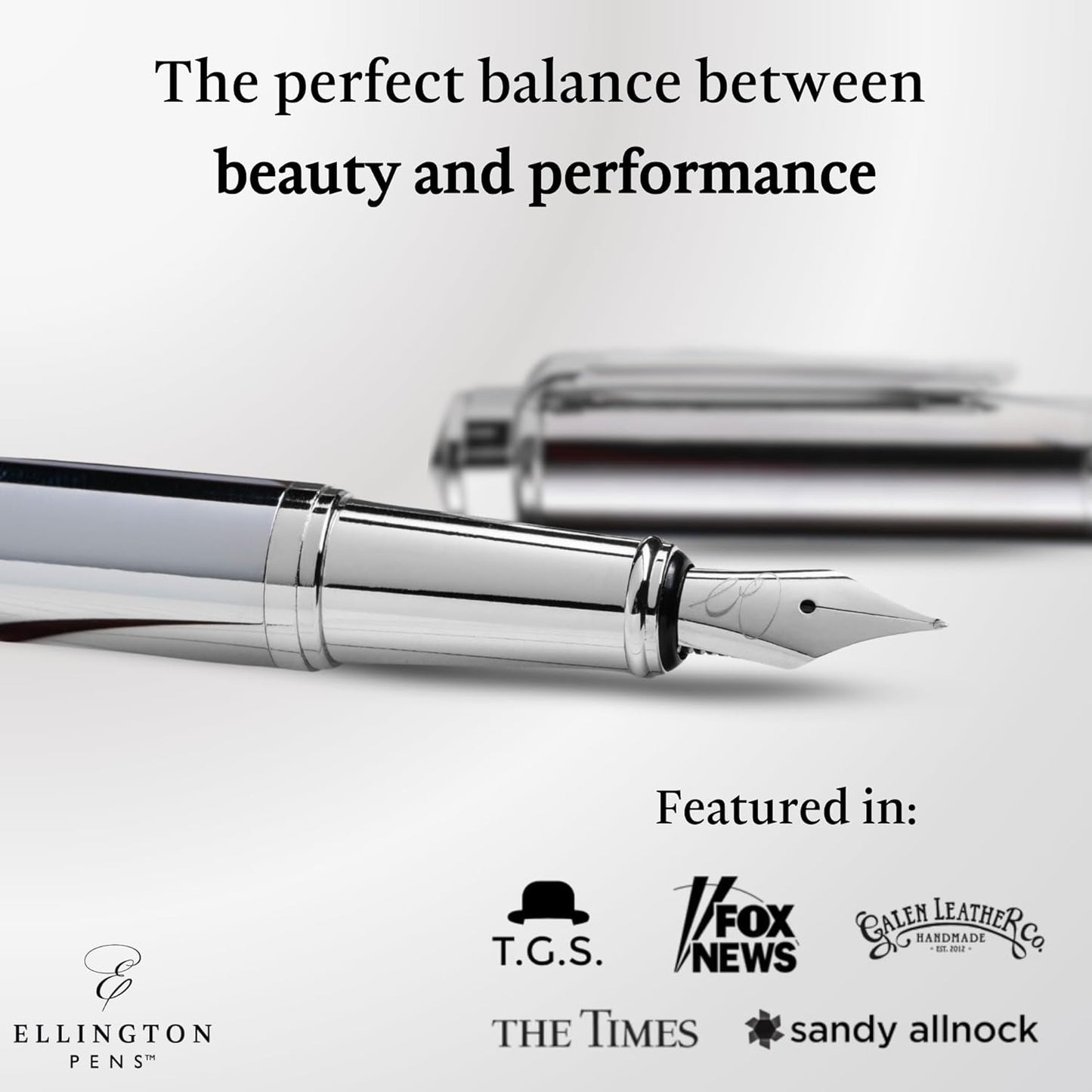 Ellington Pens Luxury Fountain Pen Set- Fountain Pens for Writing - Smooth Extra Fine Nib - Includes Refillable Ink Converter, 3 Ink Cartridges [Black & Blue], Gift Box - Elegant Calligraphy