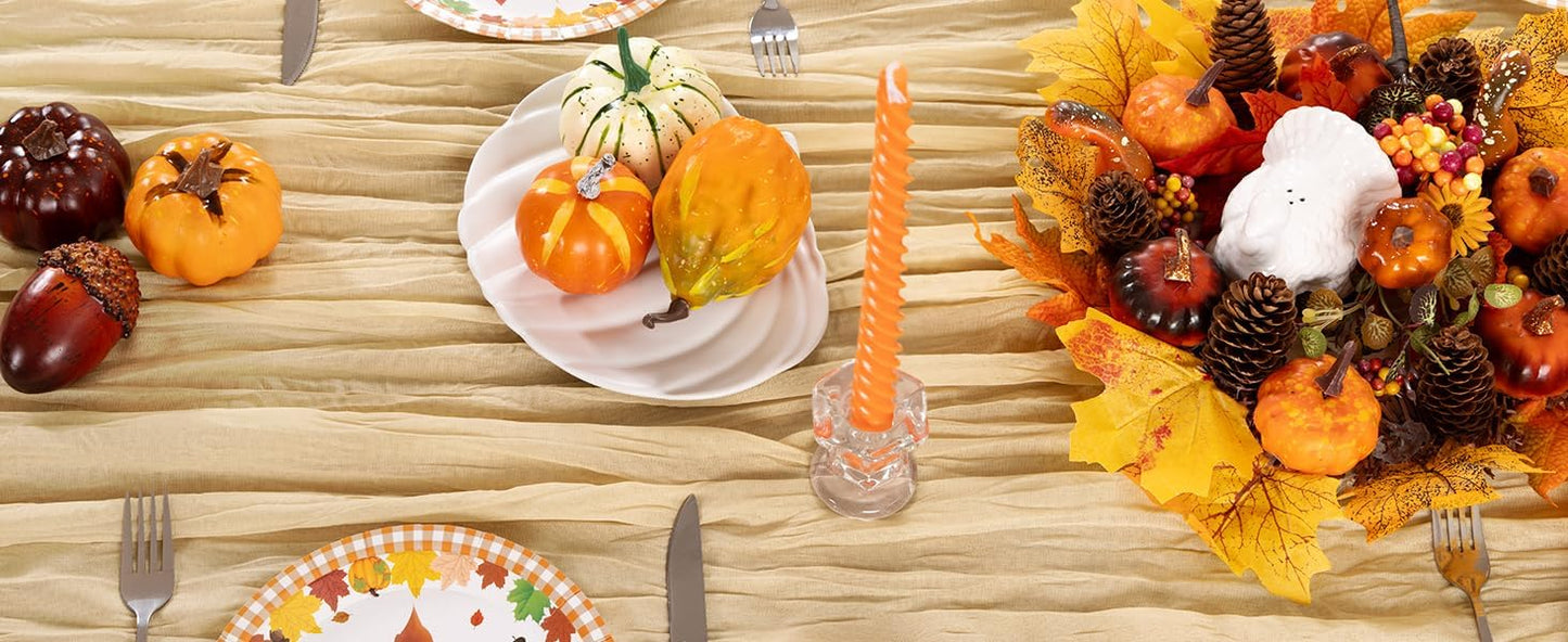 Champagne Gold Cheesecloth Table Runner 10 Pack Fall Table Runners Boho Gauze 120 Inches Champagne Cheese Cloth Fall Table Decorations for Thanksgiving Wedding Bridal Baby Shower Parties