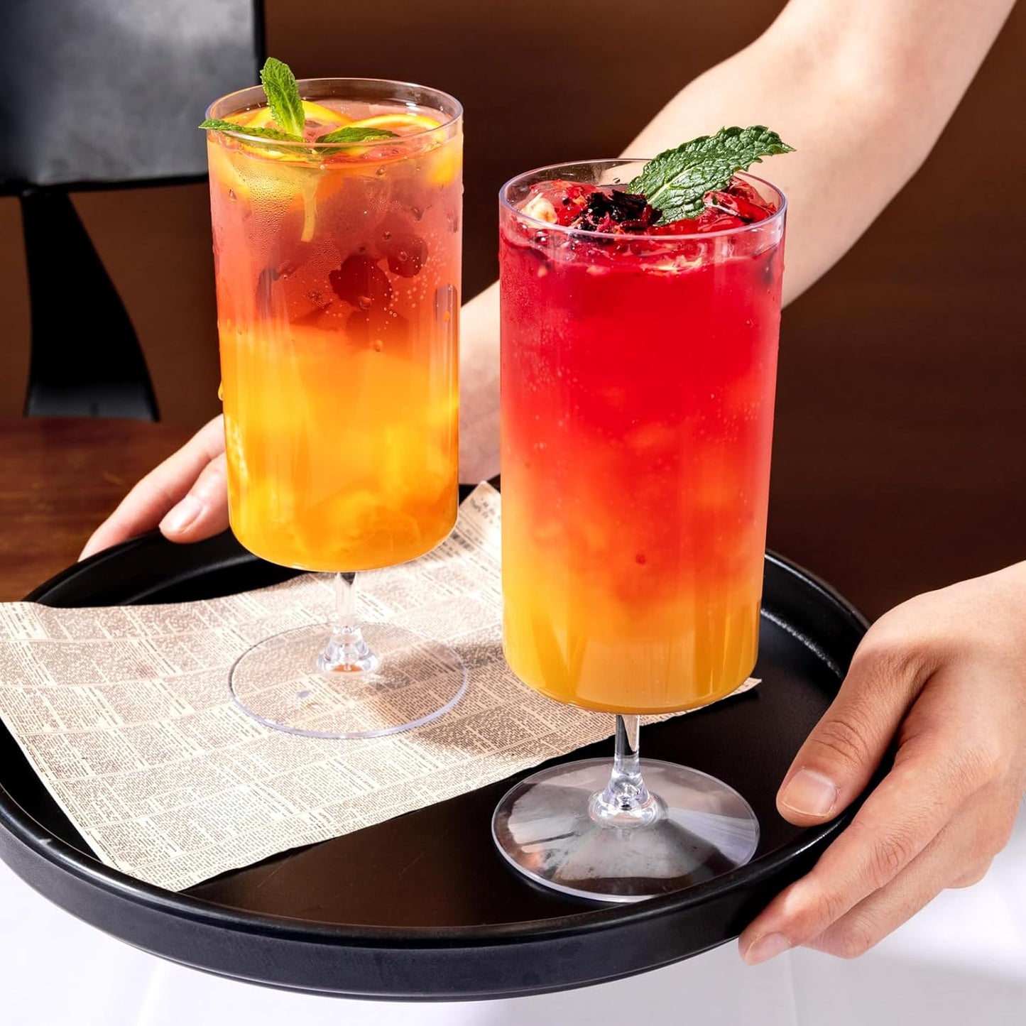 Ciaell 12 Pack Clear Plastic Wine Goblets - 14 Oz Plastic Wine Glasses with Short Stem - Disposable Water Drinking Cups for Juice, Cocktail, Wine, Party