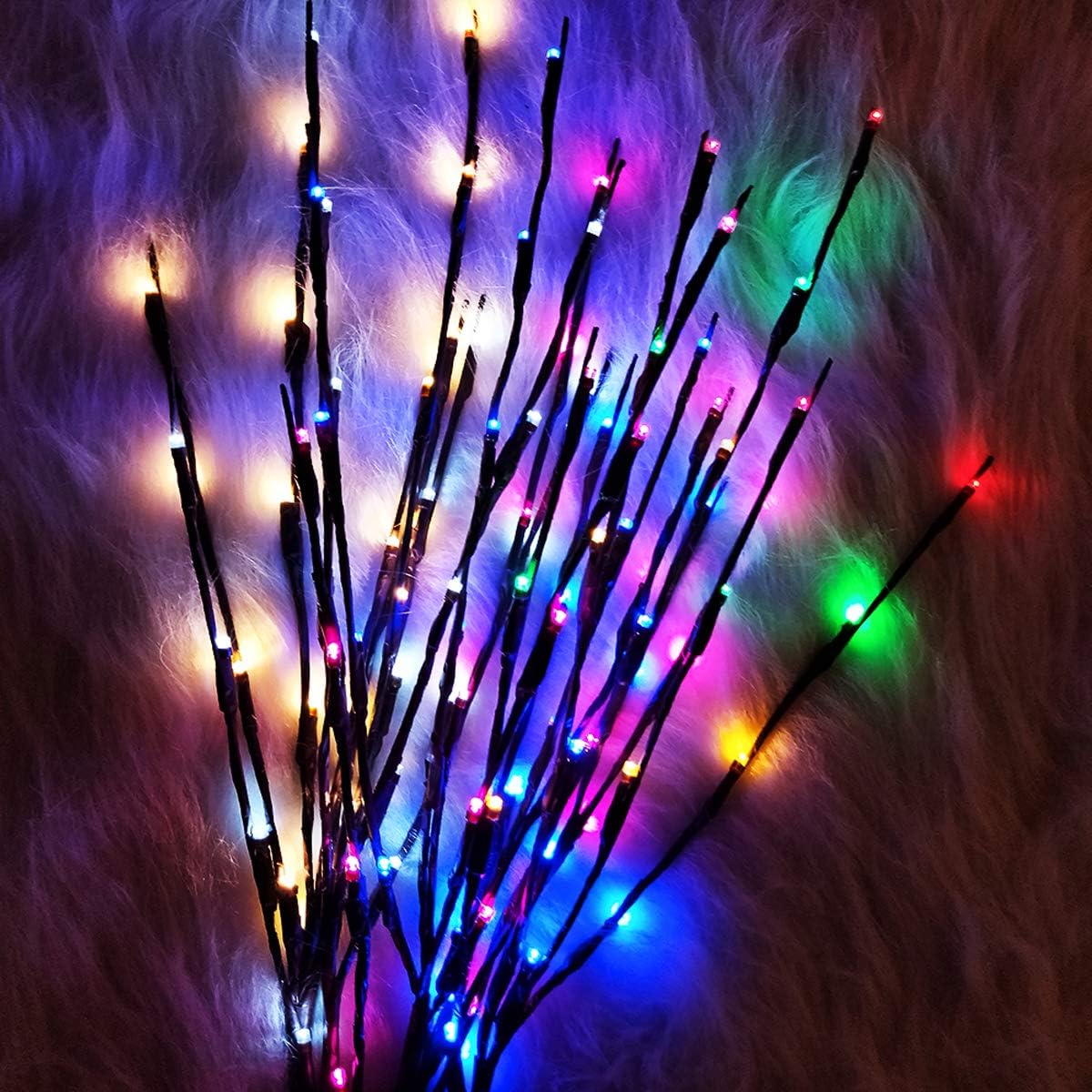 Led Branch Light Battery Operated Lighted Branches Vase Filler Willow Twig Lighted Branch 30 Inch 20 LED for Christmas Home Party Decoration Indoor Outdoor Use Pack of 2 Purple