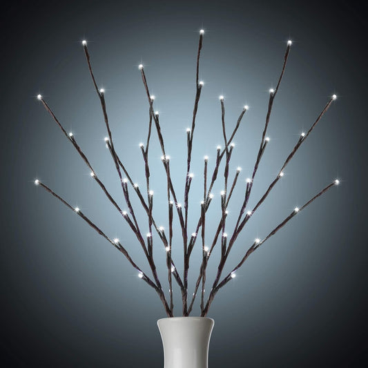 3 Pack Lighted Branches for Vases Plug in - 24Inch 60 LED Christmas DIY Twig Pathway Lights, Artificial Tree Bendable Xmas Fairy Lights with Stakes for Outdoor Indoor Party Decoration, Pure White