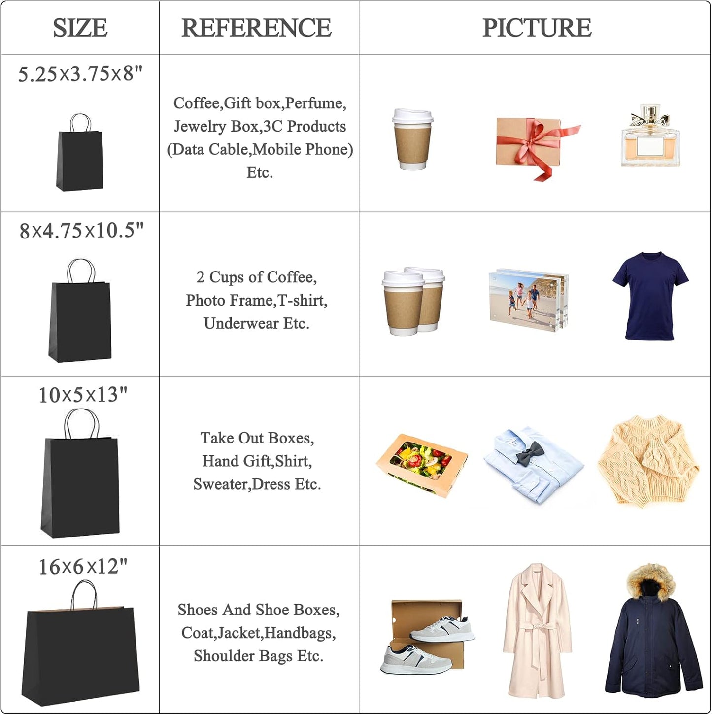 GSSUSA Large Paper Bags with Handles16x6x12 25 Pack, Gift Bag for Small Business, Paper Shopping Bag, Grocery, Food Service Take Out, Large Kraft Paper Bags, Bulk, Black