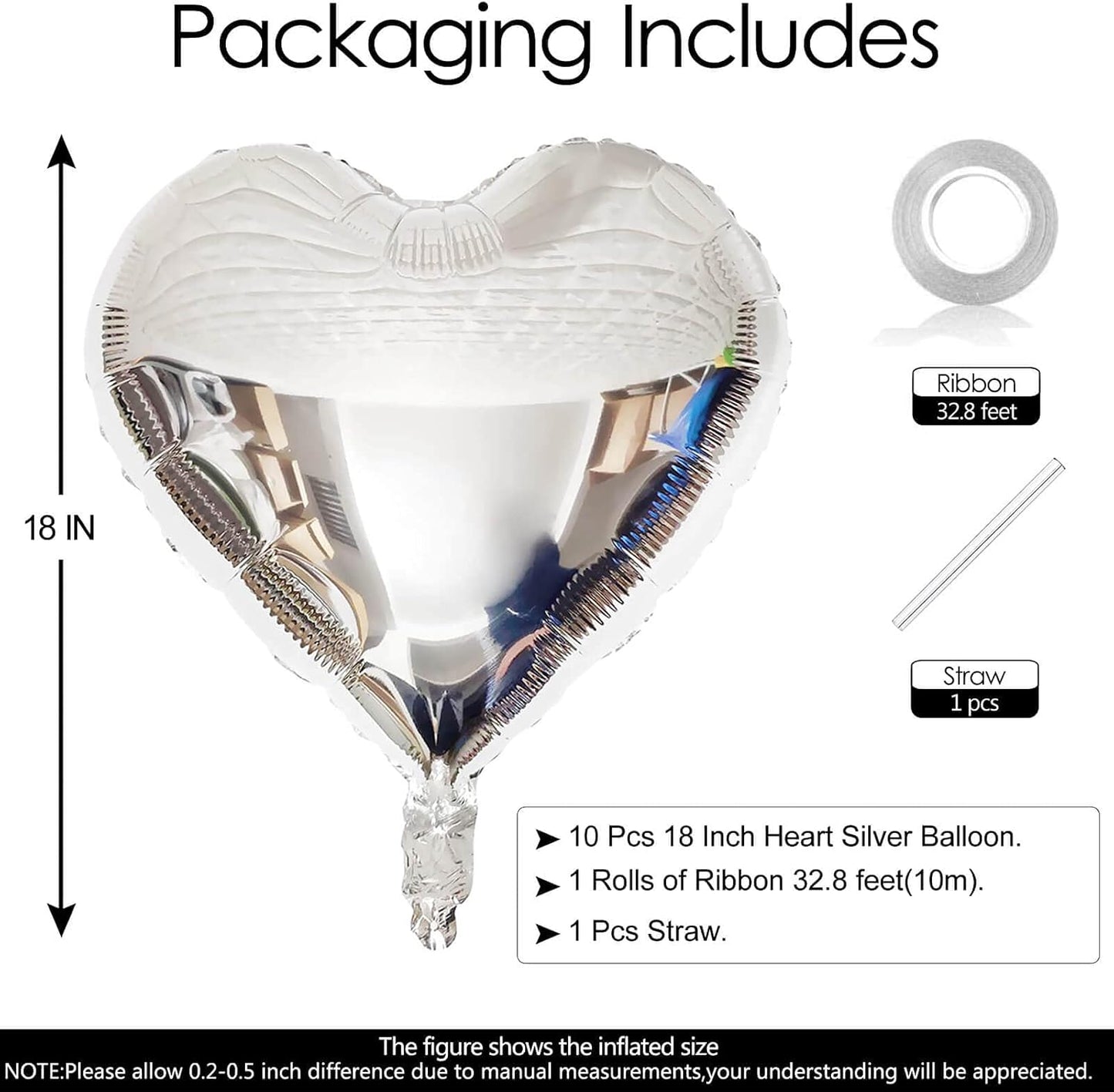 10Pcs Silver Foil Heart Shaped Balloons 18 Inch Heart Mylar Balloons For Baby Shower Wedding Valentine Decorations Love Balloons Party Decorations