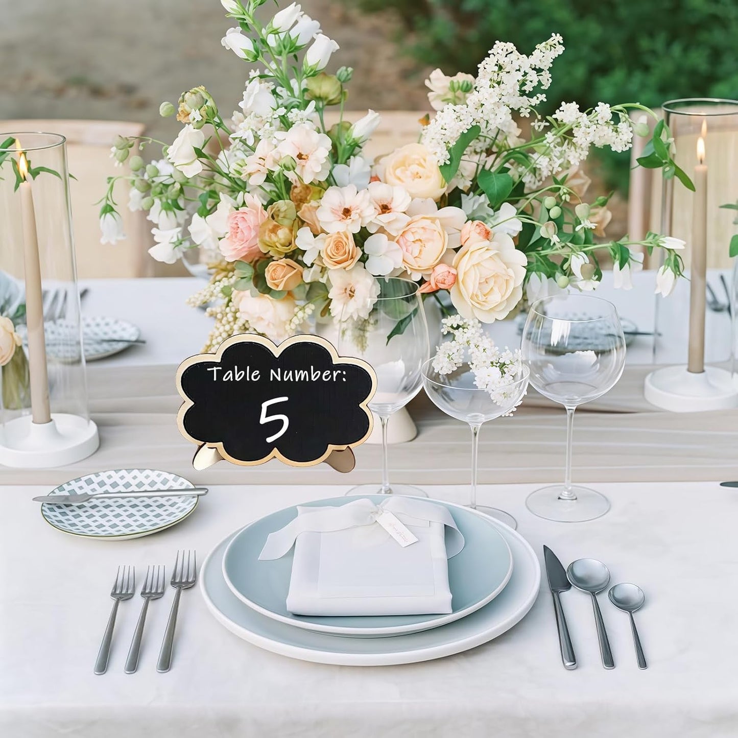 10PCS Mini Chalkboard Signs, Framed Small Chalk Board Food Labels with Easel Stand, Reusable Writable Blackboard with 2 Chalks, Wood Place Cards for Weddings, Birthday Parties, Buffet (Cloud)