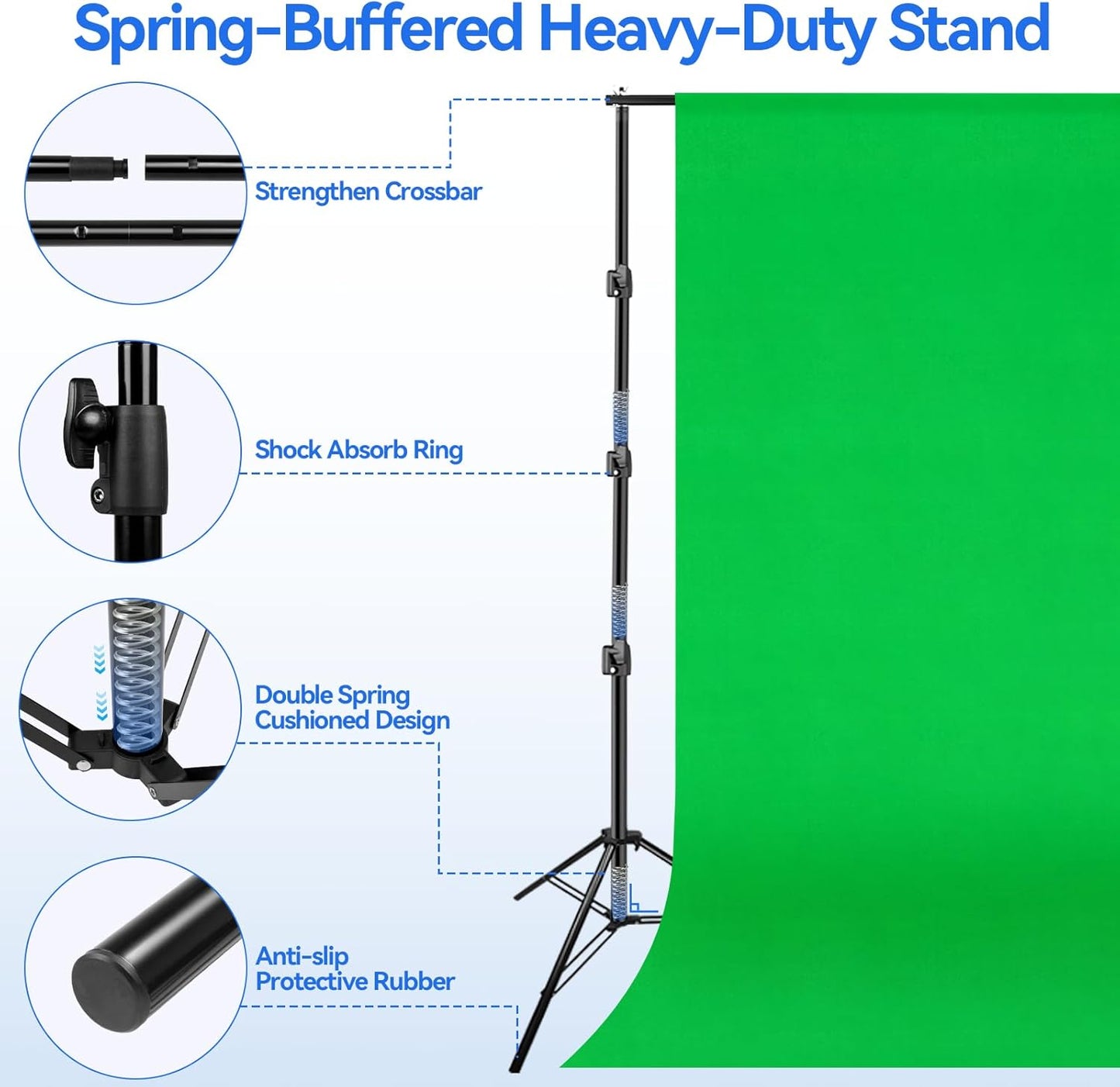 EMART Photo Video Studio 10 x 10ft Green Screen Backdrop Stand Kit, Photography Background Support System with 10 x15ft Muslin Chromakey Curtain for Photography Shooting