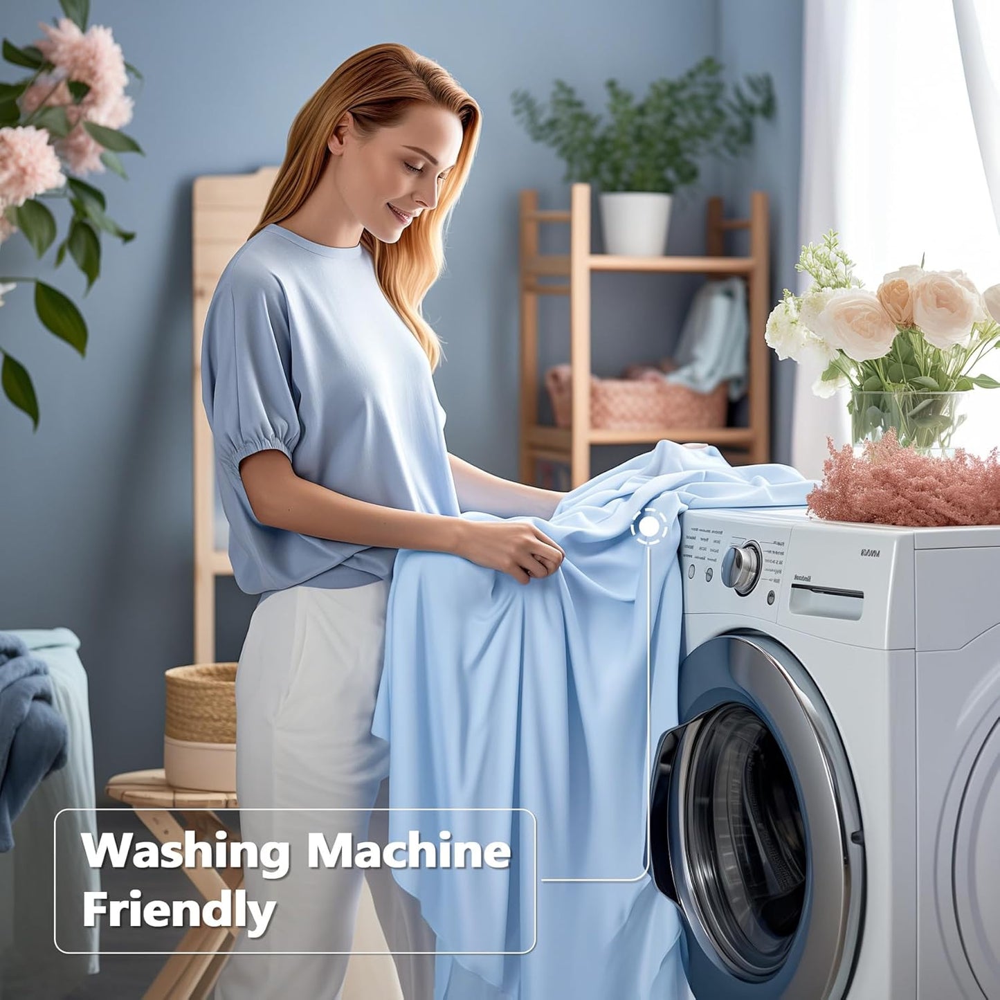 Wish Care 6 Pack Baby Blue Spandex Table Clothes for 6 Foot Rectangle Tables, 6FT Wrinkle Free Fitted Tablecloths Ruffles Design Table Cover for Party, Banquet, Wedding and Events