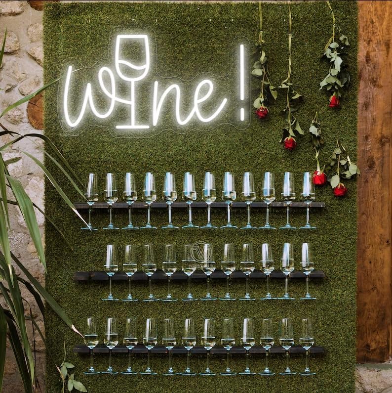 Acrylic Wine Neon Sign for Wall or Window Background Decor,LED Dimmable Bar Neon Decorative Cocktails Light Handmade Art Lamp for Home Pub Wedding Party Bar Studio,5V USB Powered