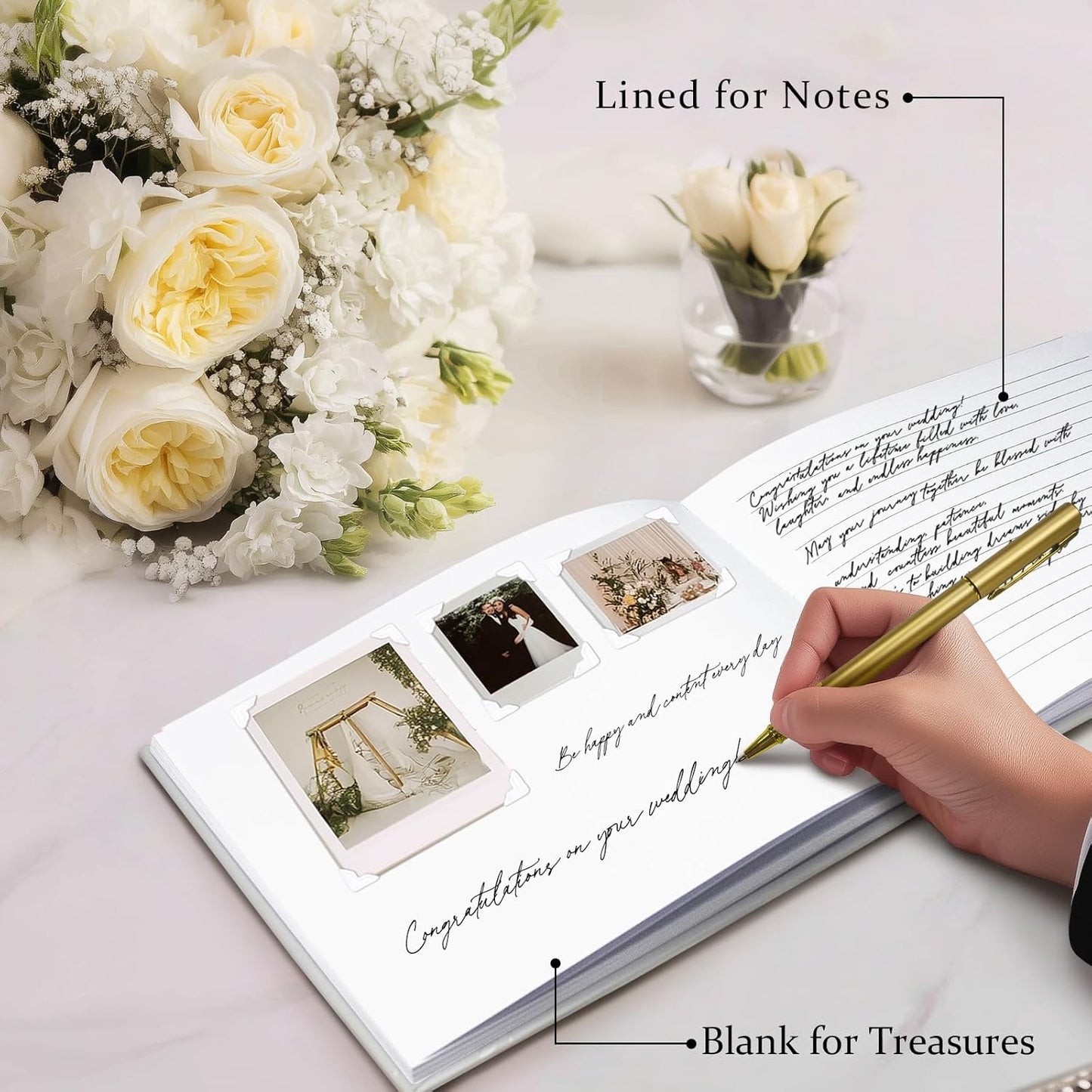 FREXISYN Wedding Butterfly Guest Book 9x7'' - Personalized Photo Guestbook with Pens for Reception, Baby Shower & Birthday [hardcover]