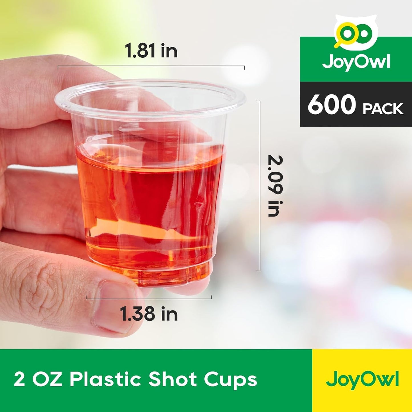 600 pack 2 OZ Plastic Shot Glasses, Mini Disposable Shot Cups for Party, Events, Whiskey and Wine Tasting