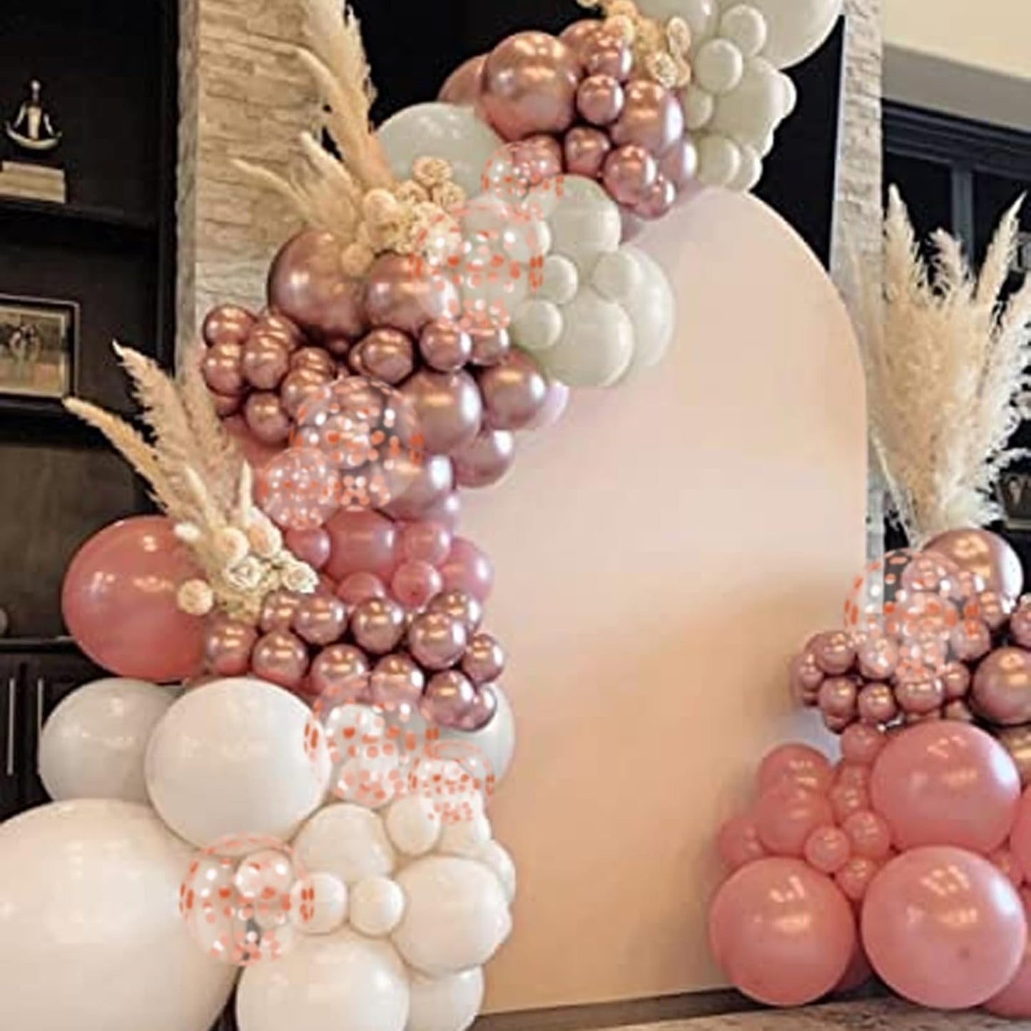 Retro Pink White Balloons, 12 Inchs Blush Pink Sand White Metallic Rose Gold Balloons for Girls Princess Birthday Party Wedding Anniversary Engagement Bridal Baby Shower Decorations