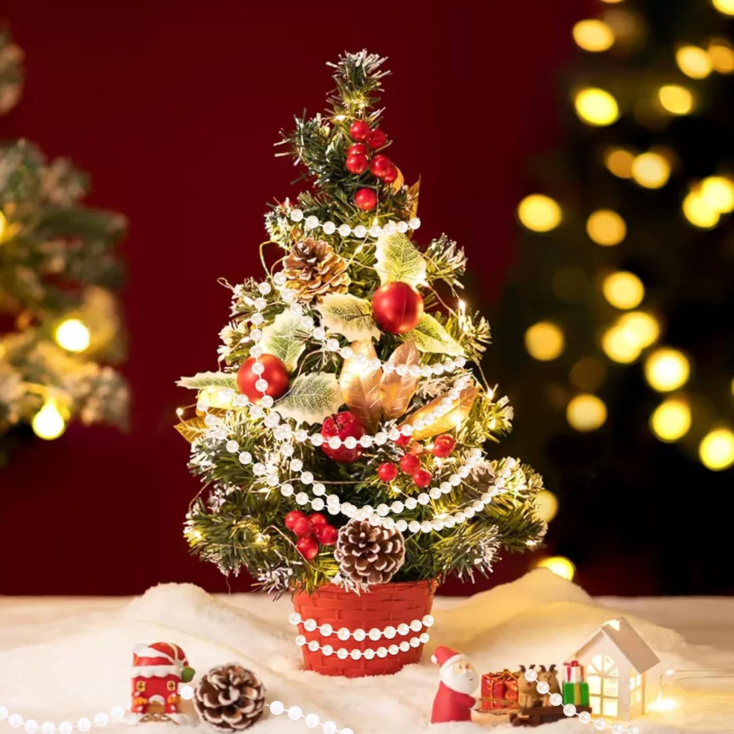 Pearls String Beads 33 Feet Crafts Faux Pearl Roll for Christmas Garland Flowers Wedding Party Jewelry Decoration(5mm Ivory)