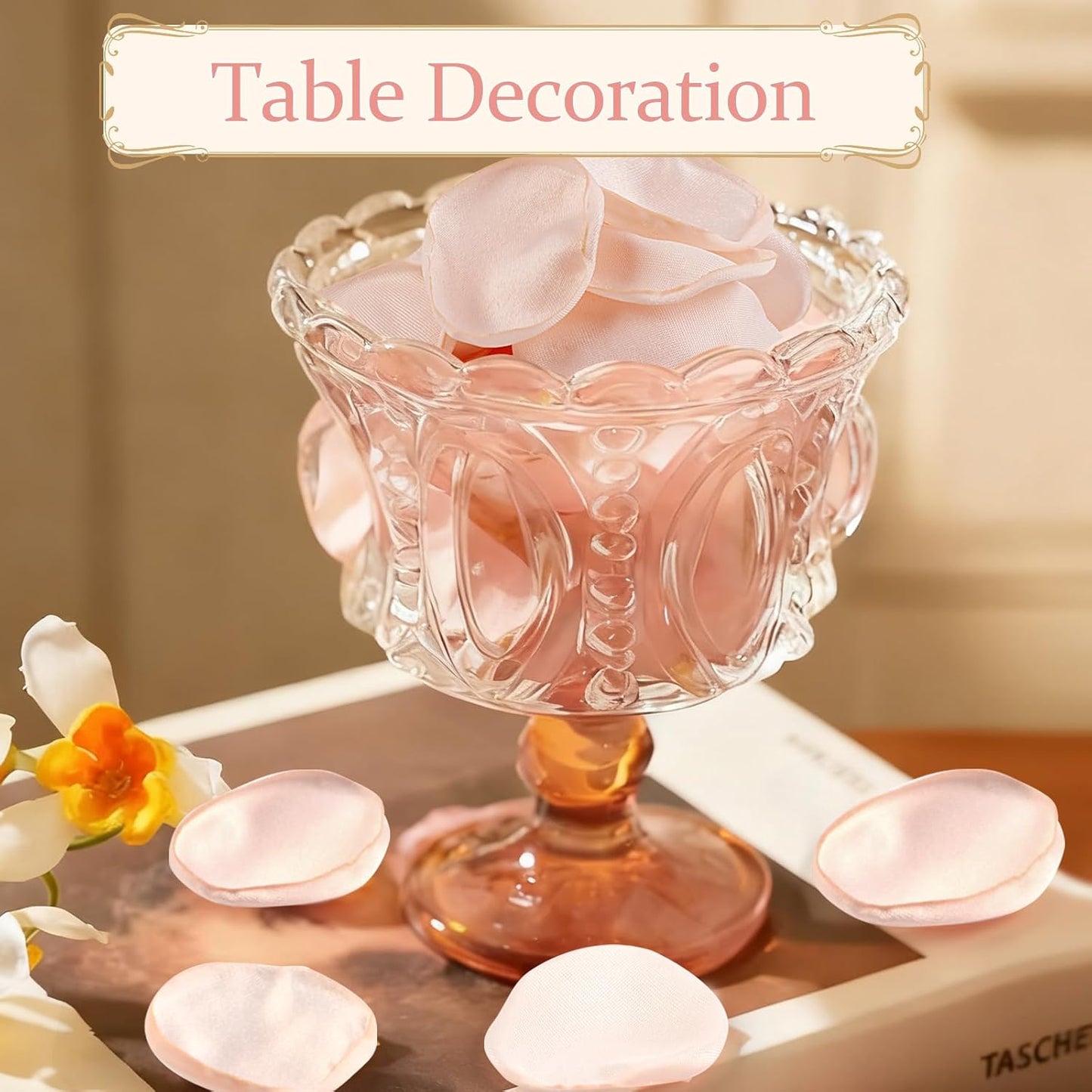 Faux Silk Flower Petals 300pcs Champagne- Versatile for Wedding Flower Girl, Aisle Decor, Centerpieces, Party Confetti, Romantic Events