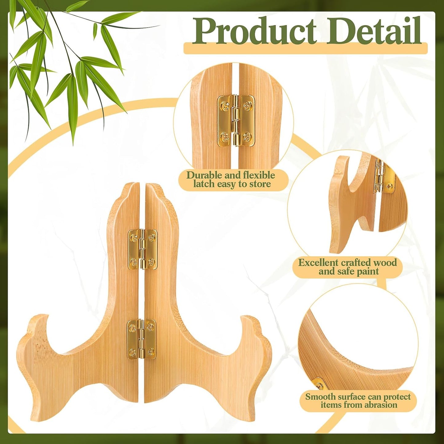 Tatuo 4 Packs Wooden Display Stand Decorative Plate Stands for Display Picture Frame Holder Easels(Wood,4 Inch)