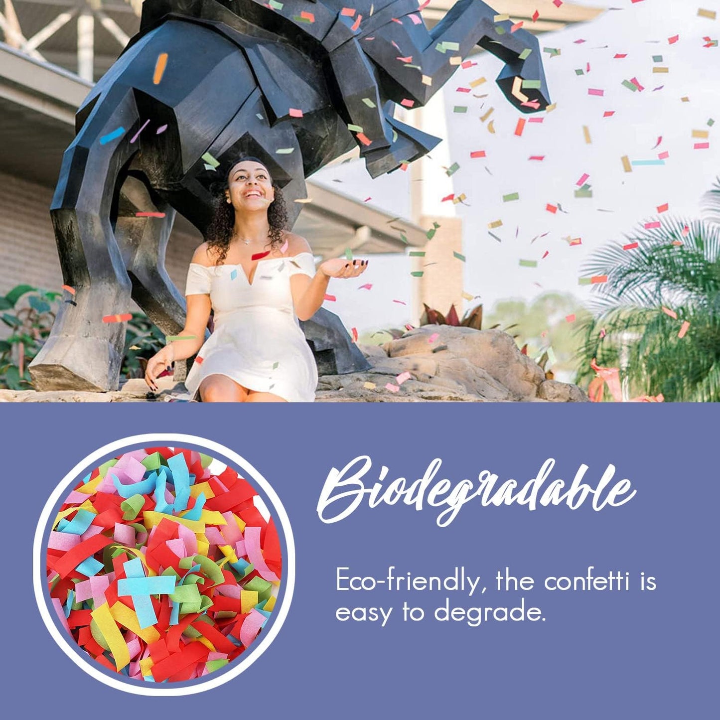 BATTIFE 7Pack Confetti Wands, Colorful Tissue Paper Flick Flutter Sticks, Confetti Shoots Poppers for Wedding, Celebrations, Anniversary, Birthday, Multi-Color, 14inch