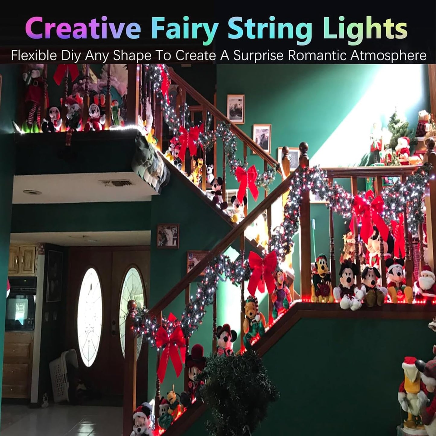 Red and White Bttery Operated Christmas Lights,4 Pack Fairy Lights Battery Operated with Timer,Christmas Tree Lights for Outdoor/Indoor Waterproof,Twinkle Lights for Bedroom Home Christmas Decorations