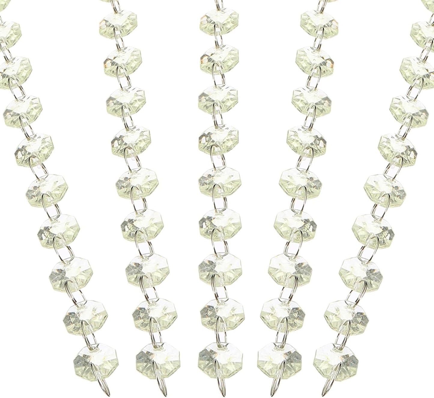 PATIKIL 14 mm Crystal Garland Strands, 98.4 Ft Acrylic Octagon Chandelier Bead Chains String for DIY Craft Wedding Party Home Decorative Jewelry Making, Champagne