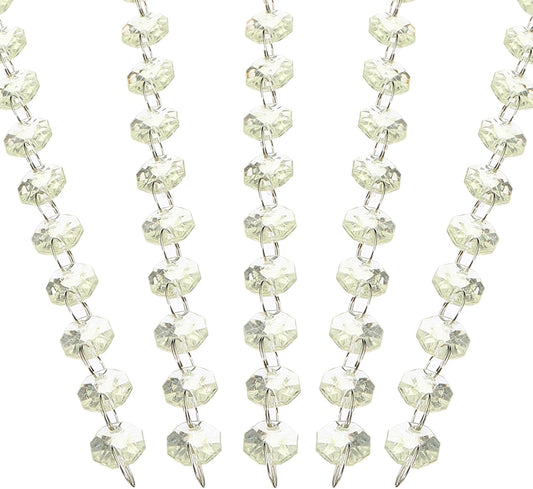 PATIKIL 14 mm Crystal Garland Strands, 98.4 Ft Acrylic Octagon Chandelier Bead Chains String for DIY Craft Wedding Party Home Decorative Jewelry Making, Champagne
