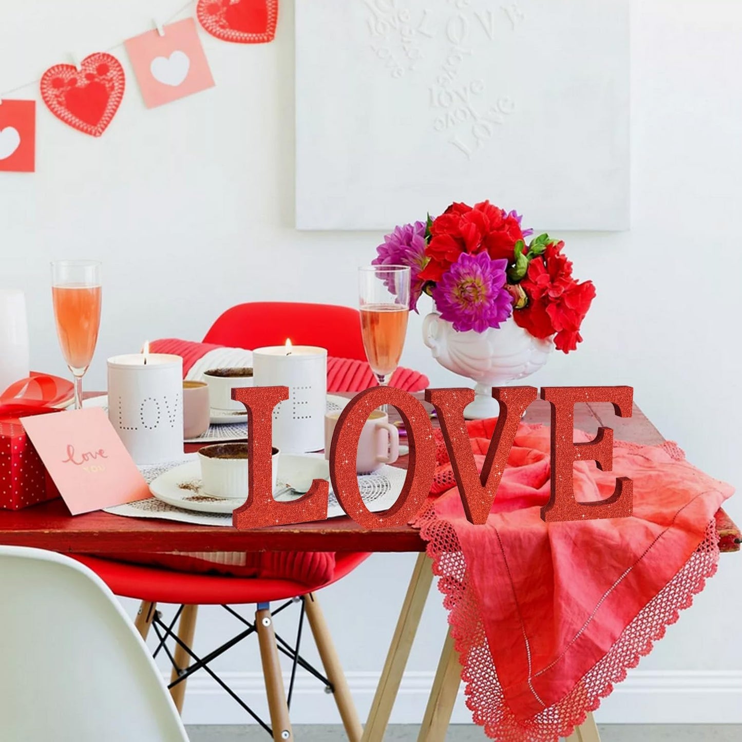 TONIFUL 8 Inch Red Glitter Letter L Table Centerpiece A-Z Red Birthday Party Decorations,Red Alphabet L for Birthday,Chrismas,Graduation,Bridal Shower,Wedding,Anniversary Party Supplies