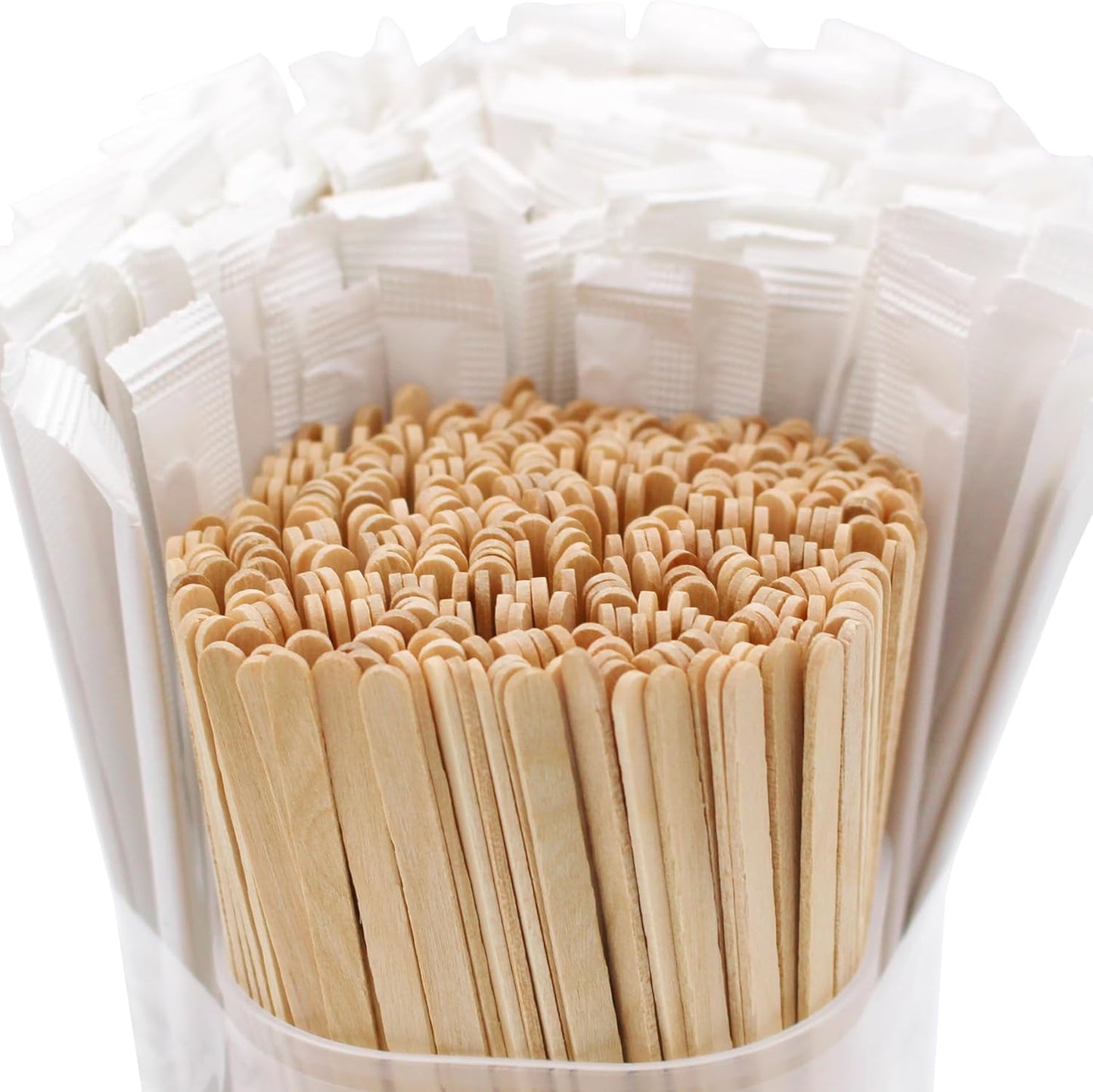 1000PCS 5.5 in Individually Wrapped in Paper Wooden Coffee Stirrers, A+++Level Smooth Rounded Edges Wood Sticks for Daily Use or Other DIY Craft Design (1000pcs)