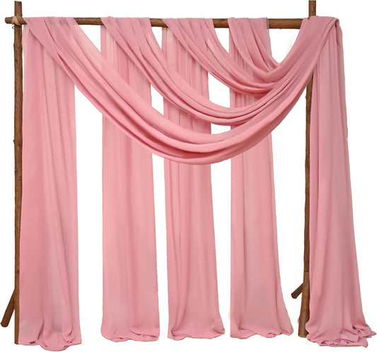 4 Panels Wedding Arch Draping Fabric 28" x 20ft Wedding Arch Drapes Chiffon Fabric Drape Sheer Backdrop Curtain for Weddings Party Ceremony Birthday Arbor Drapery Reception Ceiling Decor(Dusty Rose)