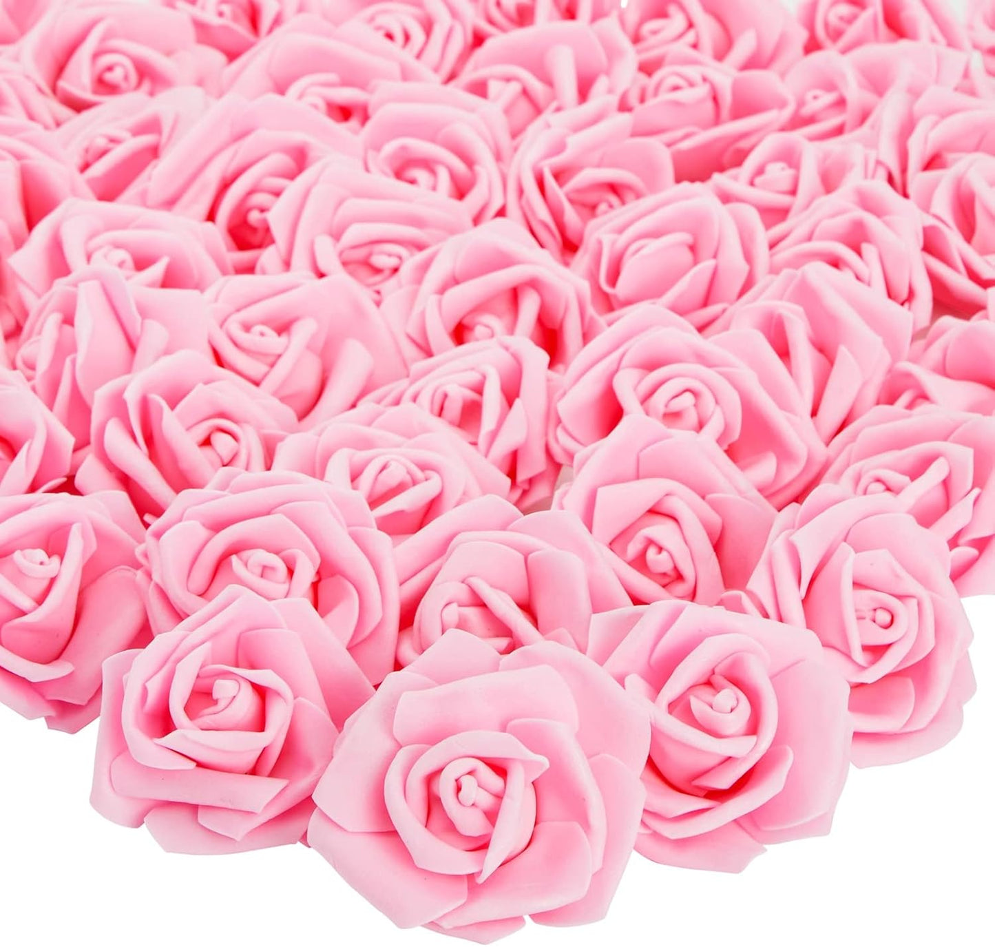 Juvale Pink Roses Artificial Flowers - 100 Pack, 3 in Stemless Foam - Bulk Artificial Blooms for Wedding Decor, Centerpiece Table Decorations & DIY Floral Arrangements