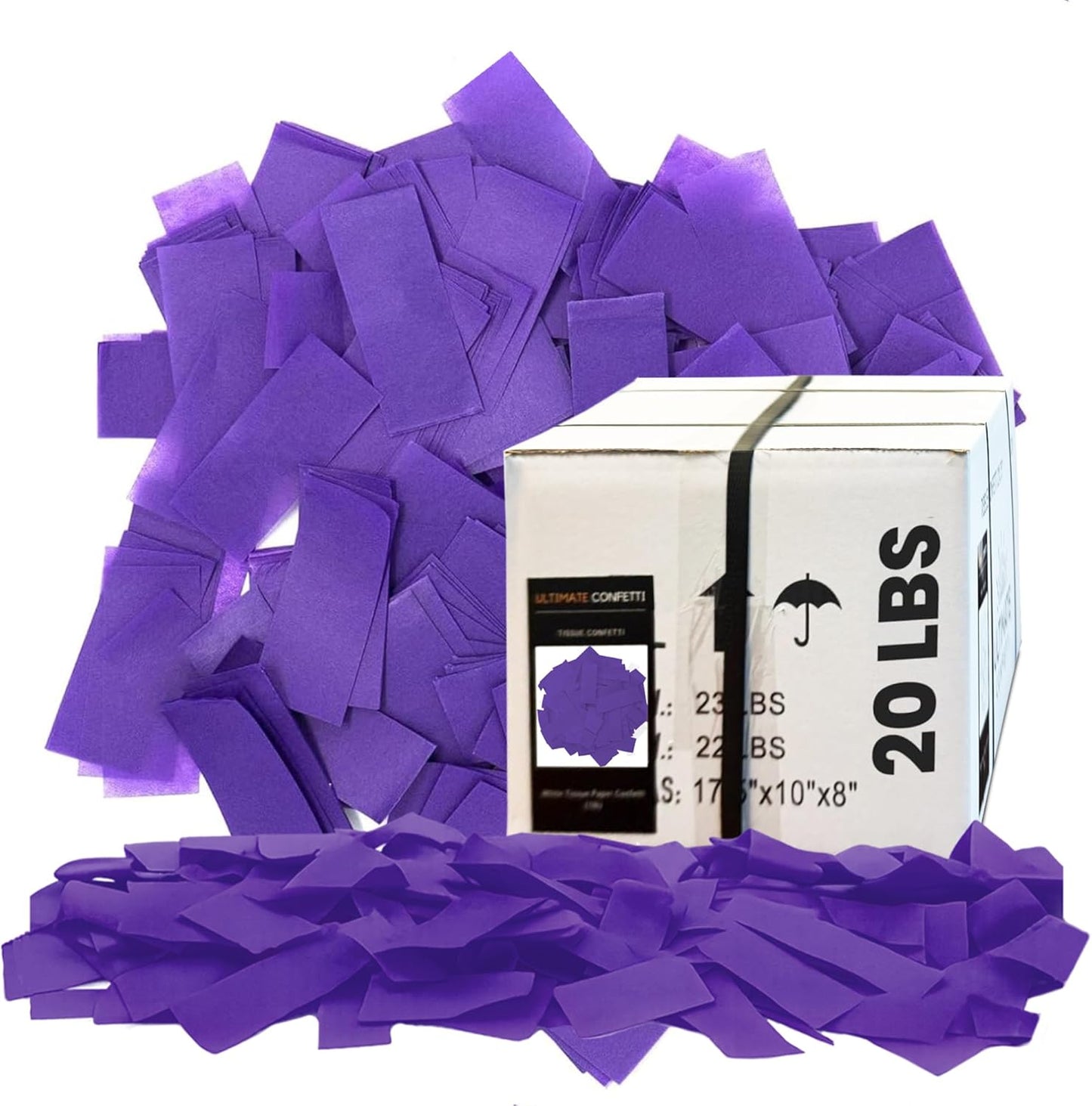 Purple Biodegradable Confetti - Rectangular Fluttering Tissue Paper Confetti for Cannon and Launcher use – Best for Gender Reveal, Parties, Concerts and Weddings - 20 lb, 320 oz