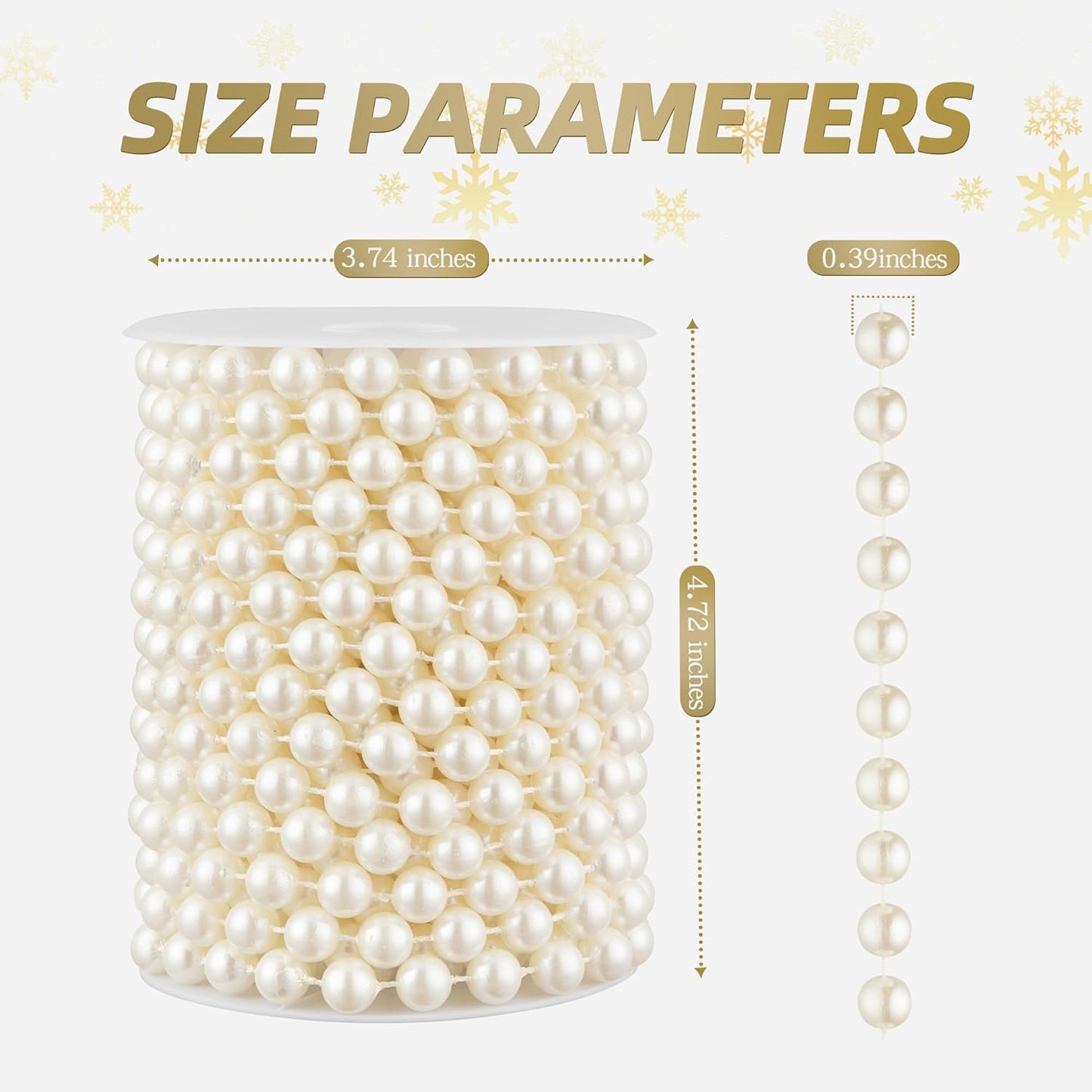 33 Feet Faux Pearl Beads Garland 10mm Craft String Pearls for Wedding Centerpiece Christmas Tree and Flowers Decoration DIY(Ivory)