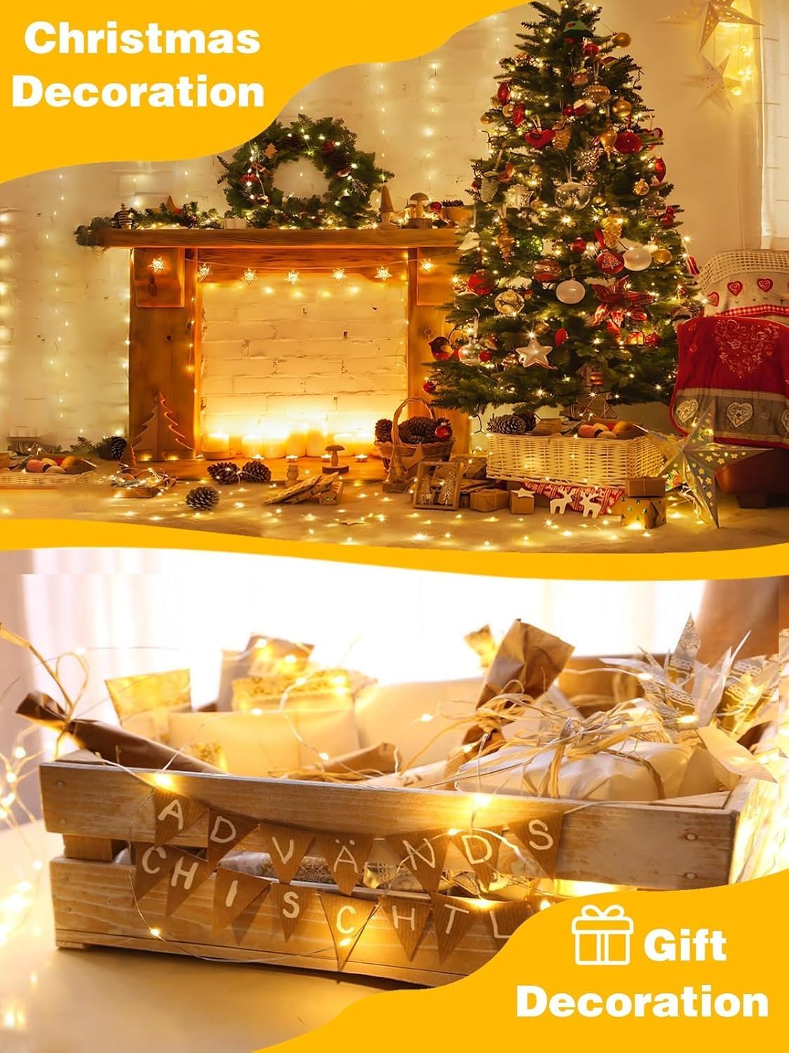 4 Pack Each 33FT 100LED Fairy Lights Battery Operated with Remote, Waterproof Twinkle Lights with Timer, Cuttable String Light Indoor & Outdoor for Bedroom Classroom Wedding DIY Christmas (Warm White)