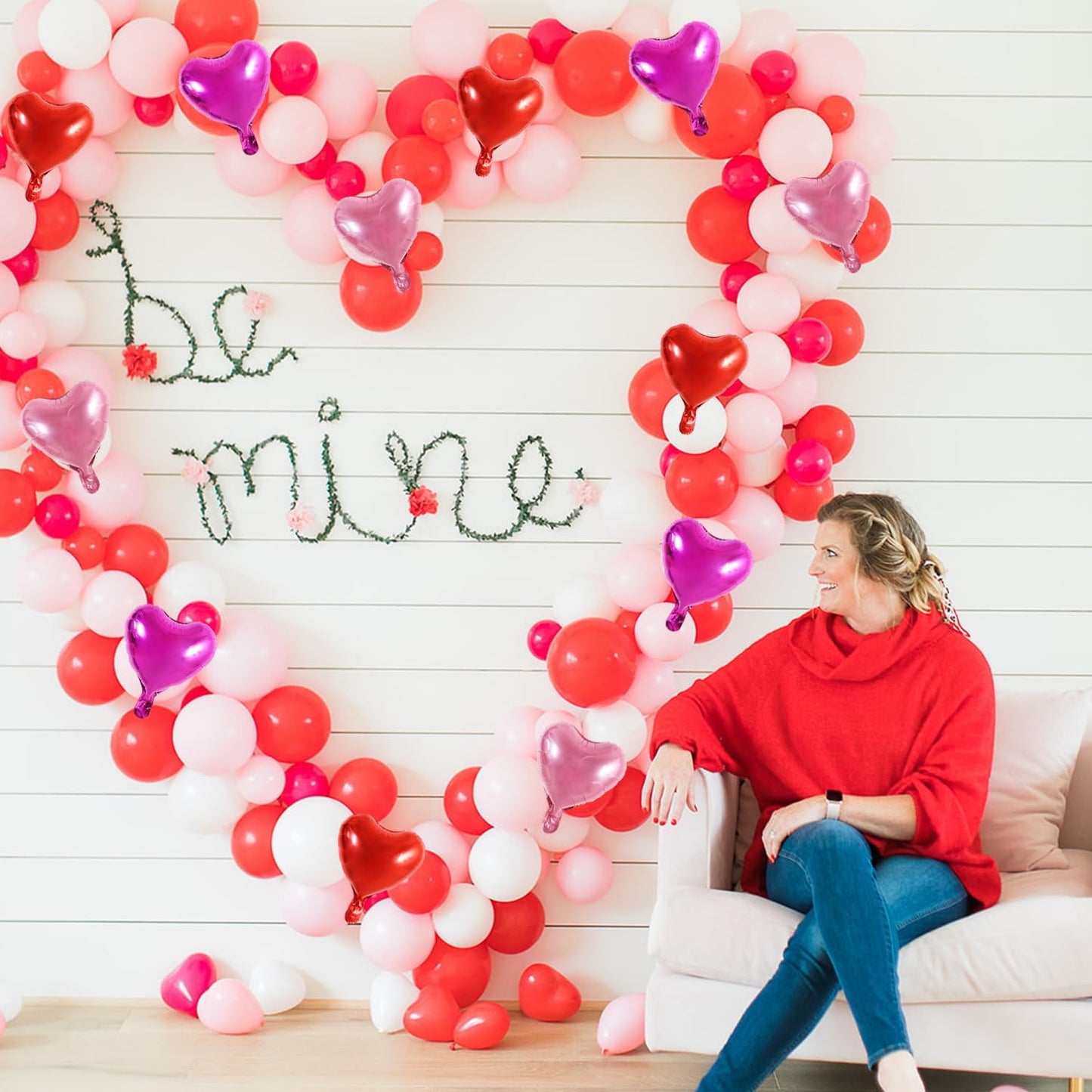 TONIFUL 30Pcs 10 Inch Heart Balloons Valentine’s Day Red Pink Hot Pink Heart Shape Foil Mylar Balloons Decoration for Valentine's Day Wedding Bridal Shower Anniversary Engagement Party Supplies