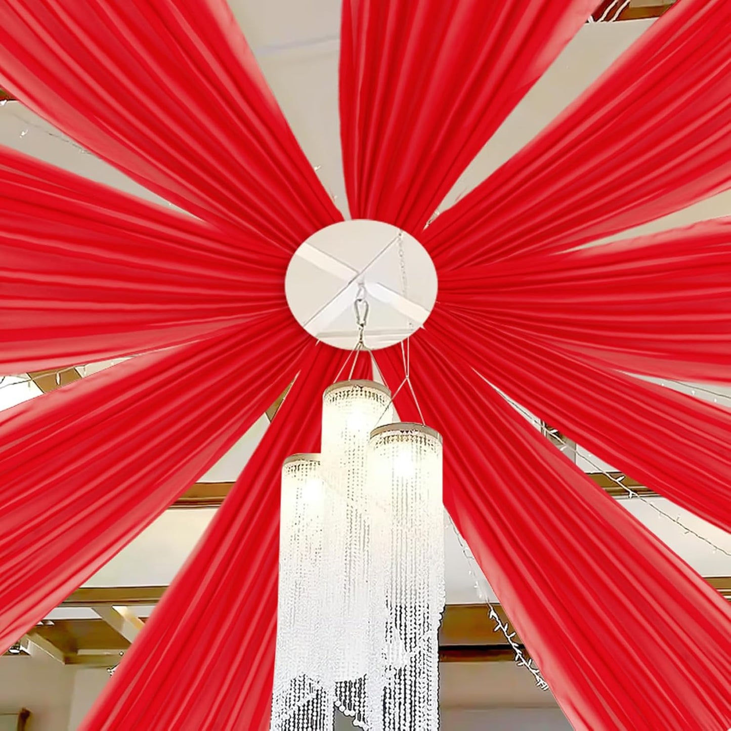 DUOBAO Chiffon Ceiling Drapes 20ft Red Wedding Backdrops Sheer Backdrop Curtains for Reception Wedding Ceremony Dark Red Sheer Arch Drapes Fabric Event Party Supplies 6 Panels 5×20ft