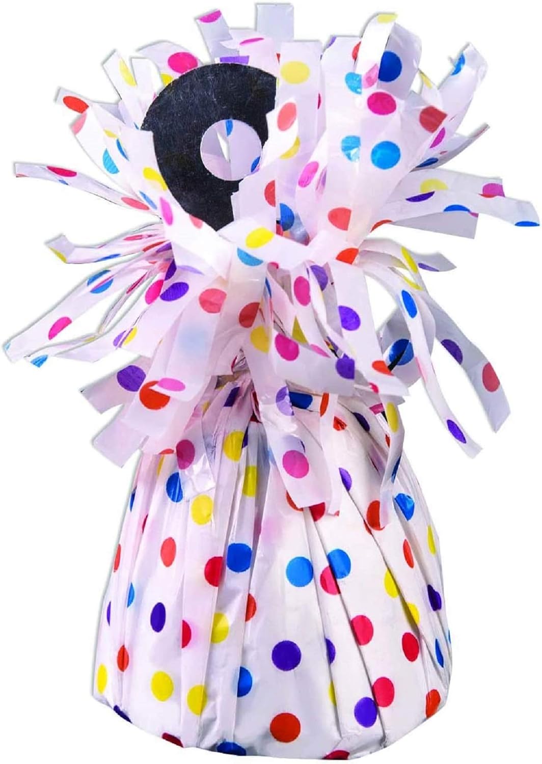PMU Polka Dot Kisses Balloon Weights - Decorative Balloon Weight for Christmas, Thanksgiving, Birthday, Party Favors, Wedding & Baby Shower - 6oz. White With Rainbow Multicolor, Pkg/1