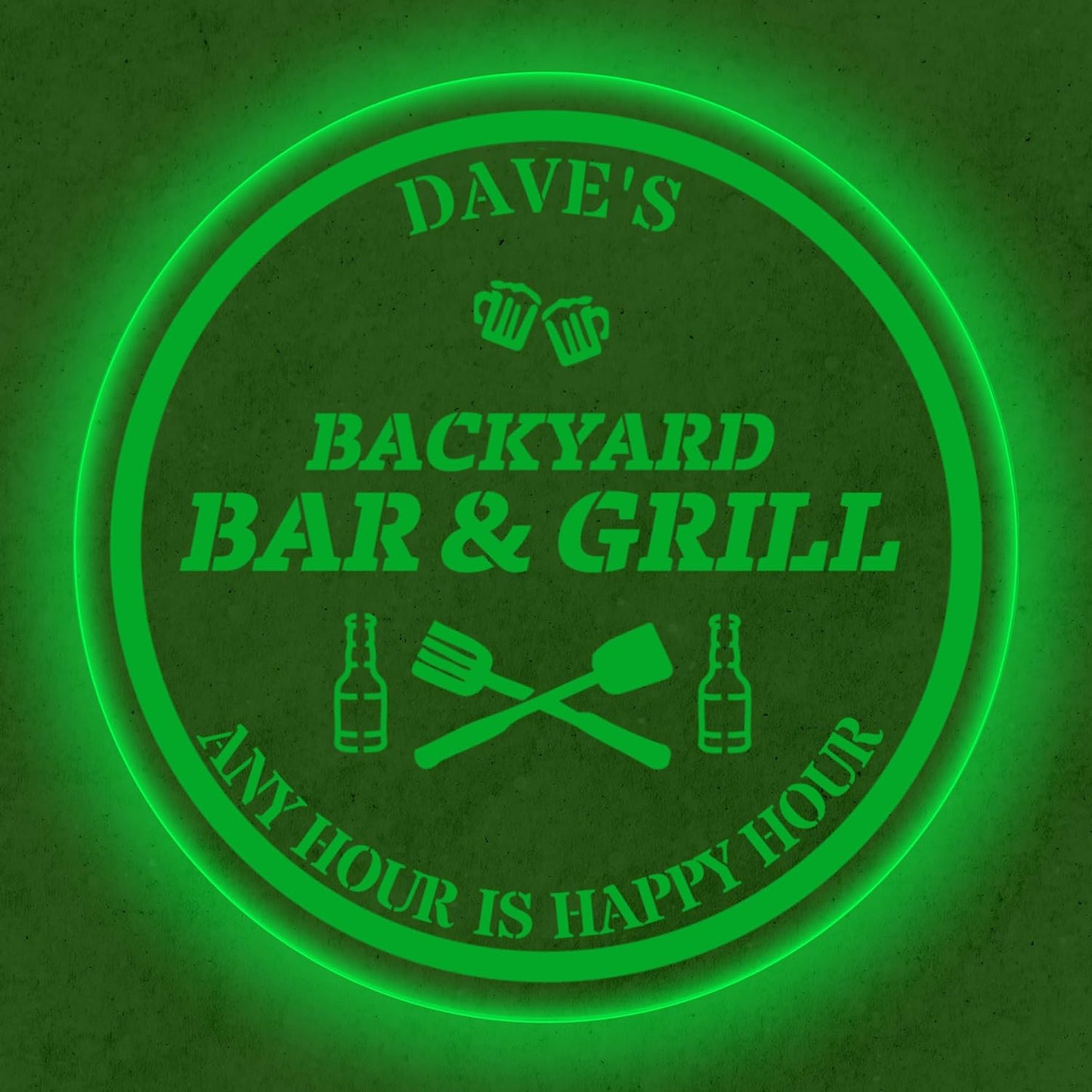 Custom Acrylic LED Bar Sign – Personalized Color Changing Wall Decor for Backyard Patio, Home Bar, Kitchen, or Man Cave (Bar & Grill, 12 INCHES)