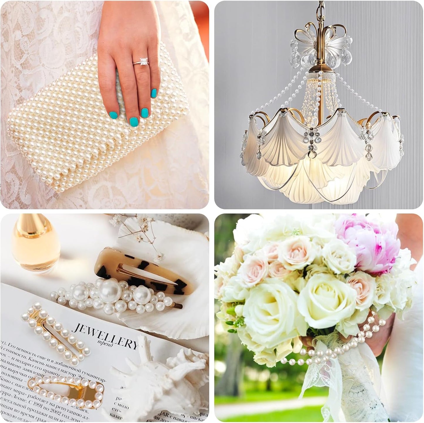 48 Feet Faux Pearl Beads Garland 8mm Craft String Pearls for Wedding Centerpiece Christmas Tree and Flowers Decoration DIY (Ivory)