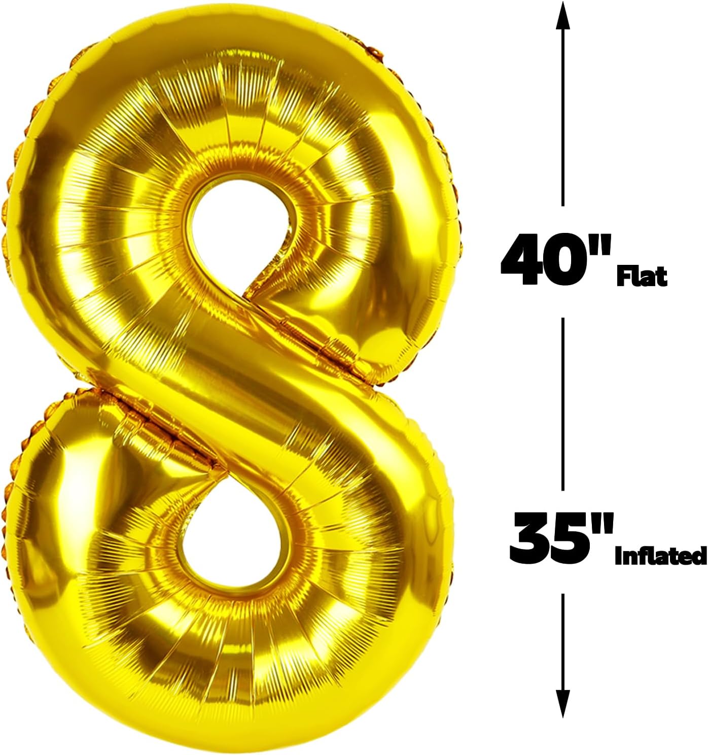 Helium Foil Gold Number 8 Balloon 40 Inch, Mylar Eight Numbers 8 18 28 38 48 58 80 88 Birthday Balloons, Gold Women Men Anniversary Graduations Party Supplies