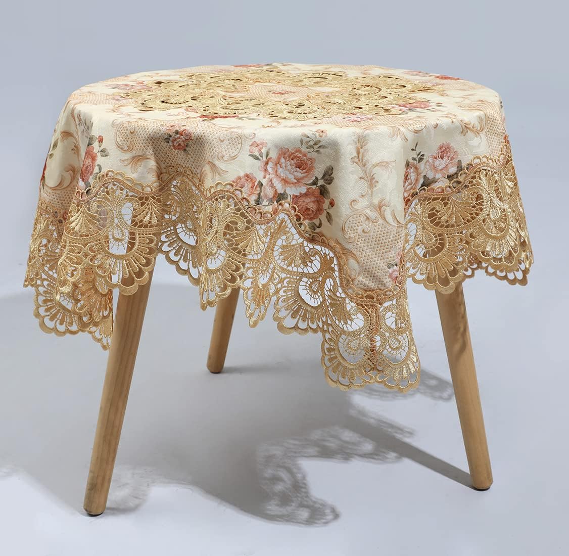 vctops Damask Lace Patchwork Tablecloth Luxury Square Small Table Cover Elegant Floral Embroidered Lace Table Cloth for Party Kitchen Dinning Picnic Decoration (Type G,32"x32")