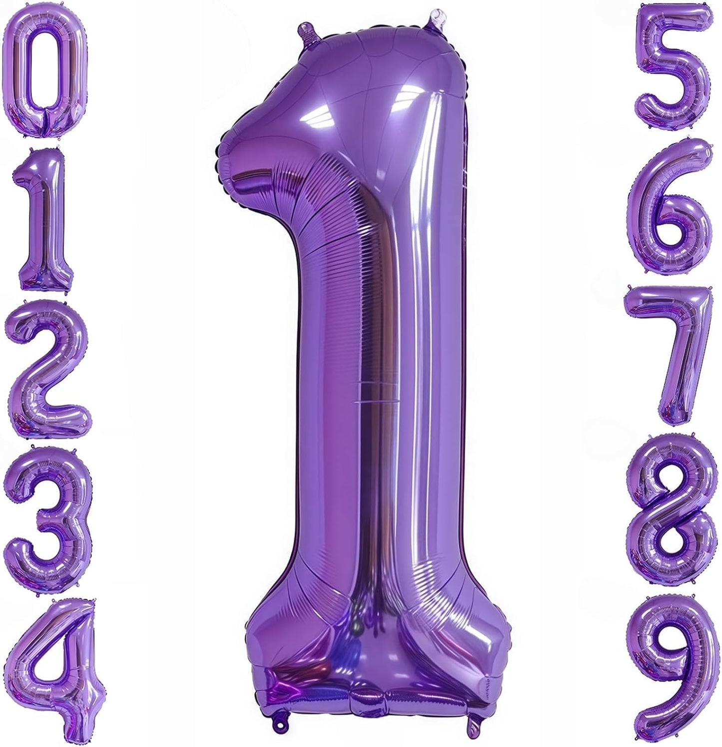 Purple 1 Balloon Number,40 Inch Number 1 Balloon Big Purple 1 Foil Mylar Helium Balloon for Birthday Party Decorations