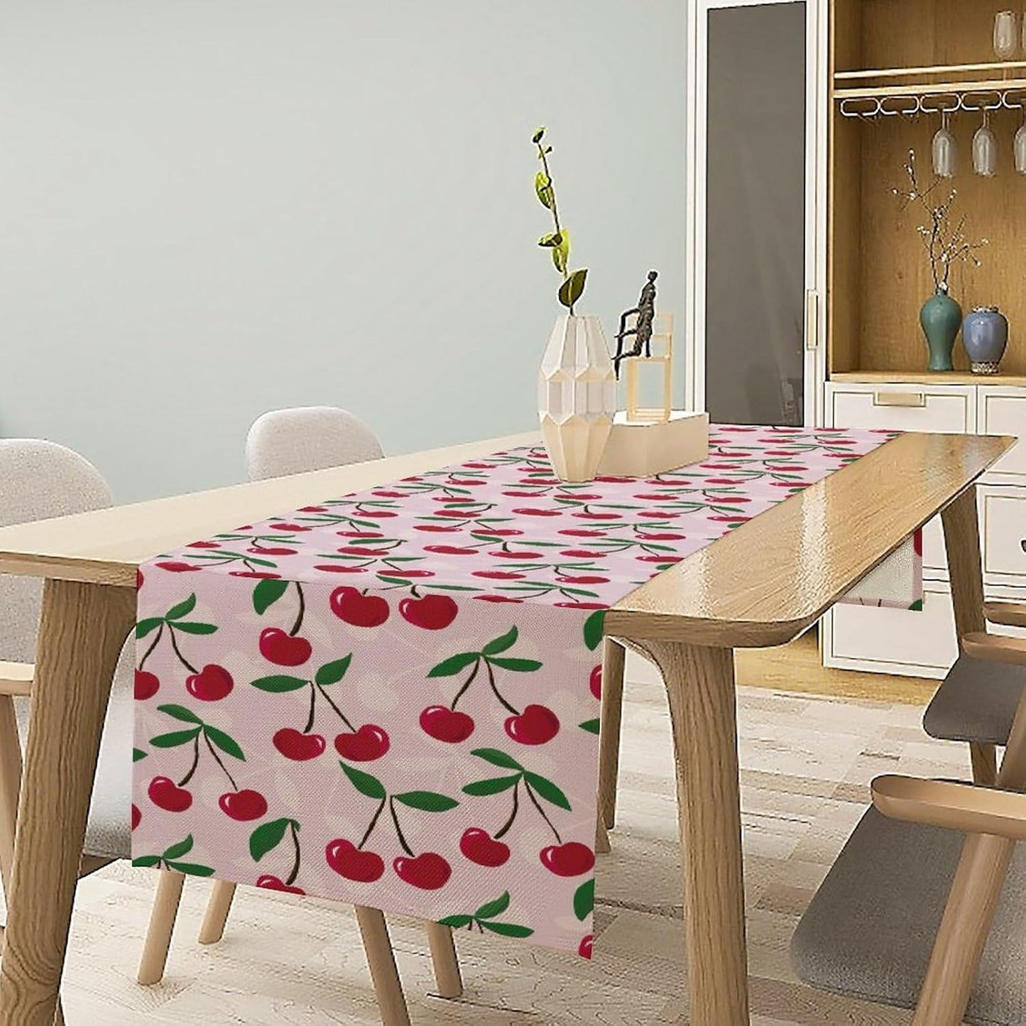 Cherry Table Runner,Spring Summer Fruit Table Runner for Kitchen Dining Table Home Party Decoration 13x108 Inch