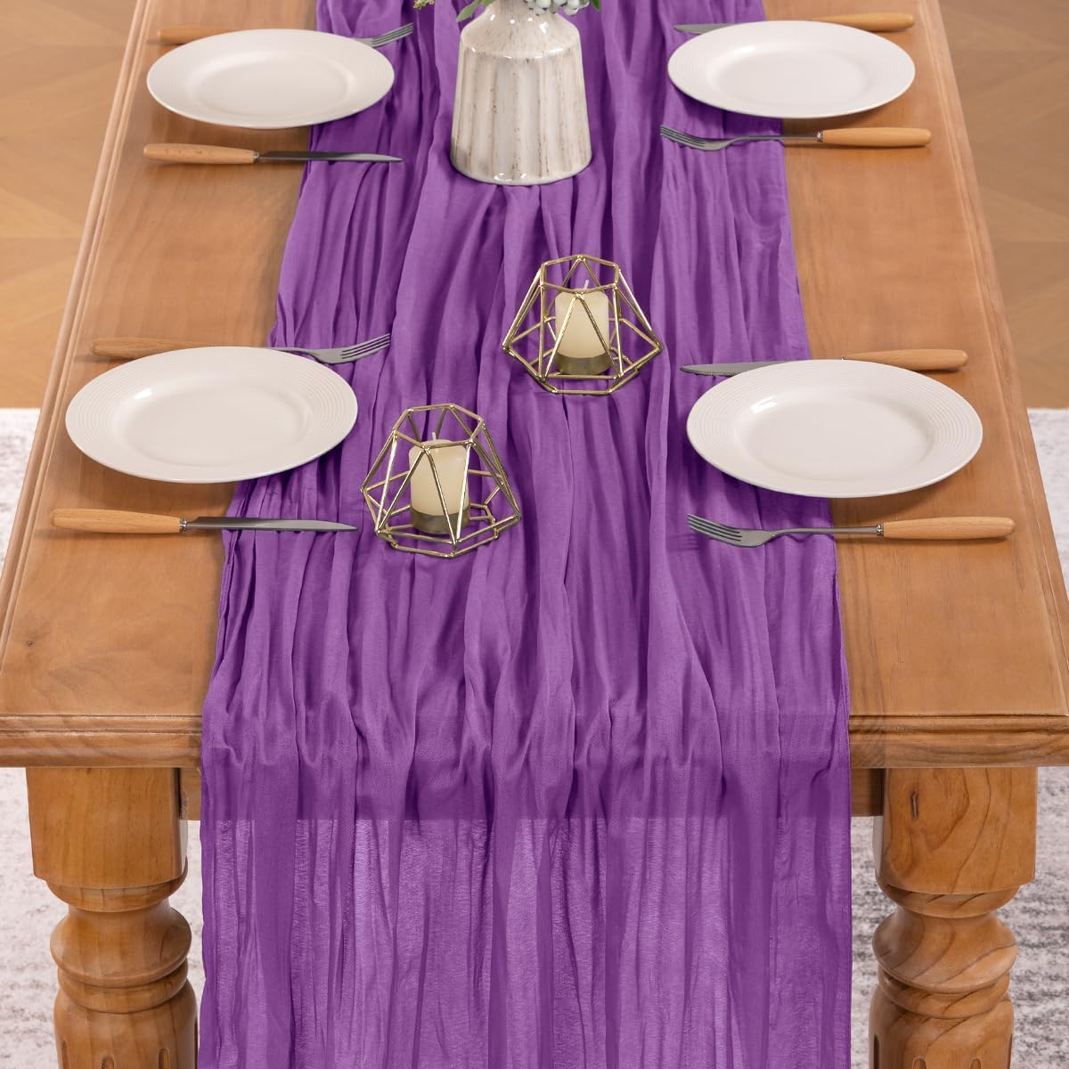 MLMW Fuschia Table Runner Cheesecloth Boho Cheese Cloths 160 inch Gauze Rustic Sheer Table Runner 13.3ft for Wedding Party Baby Bridal Shower Birthday