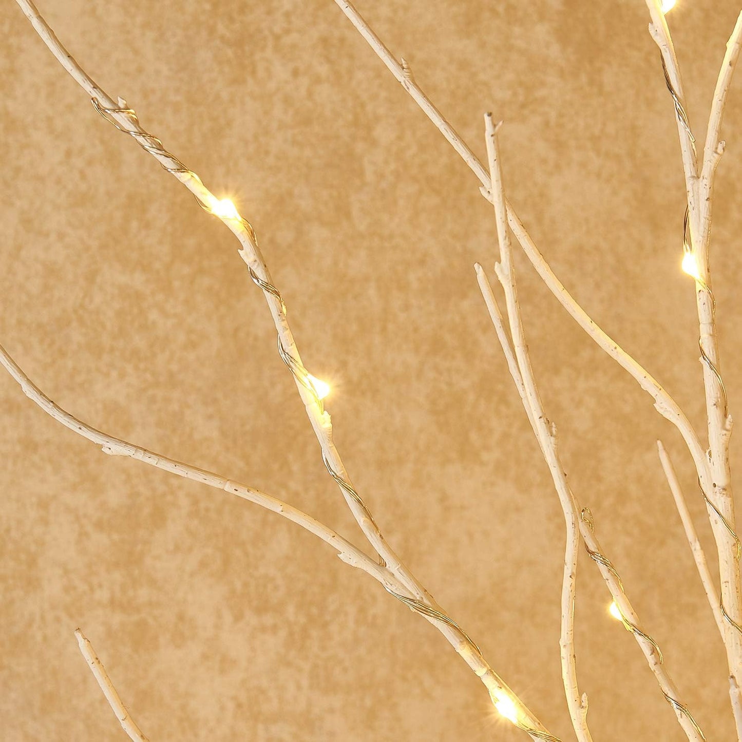 BAOLITVINE Lighted White Twig Branches 32IN 200 Warm White Fairy Lights, Lighted Willow Branches Plug in with Timer, Dimmer for Home Bedroom Fireplace Christmas Decoration Inside Outdoor