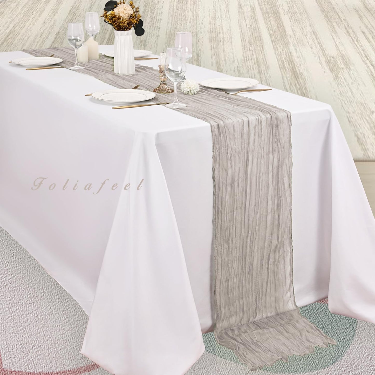 12 Pack Rose Brown Cheesecloth Table Runner 10FT Rustic Gauze Fabric Cheese Cloth Table Runner for Wedding Bridal Baby Shower Table Decor Boho Sheer Birthday Party Table Decorations 20 x 120 Inch Long