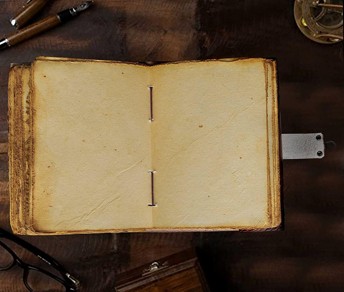 cuero 3 Moon Blue Lapiz Embossed Vintage Leather Journal | 240 Pages of Antique Handmade Deckle Edge Vintage Paper, Leather Sketchbook, Drawing Journal, Great Gift (9 inch 12 inch, brown)