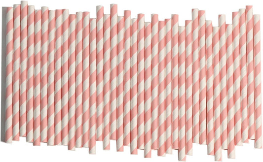 Paper Straws Disposable Pink White - Compostable Drinking Straws for Cocktail, Coffee, Party, Restaurant, Bar,5.75"x 0.24", Pack of 500
