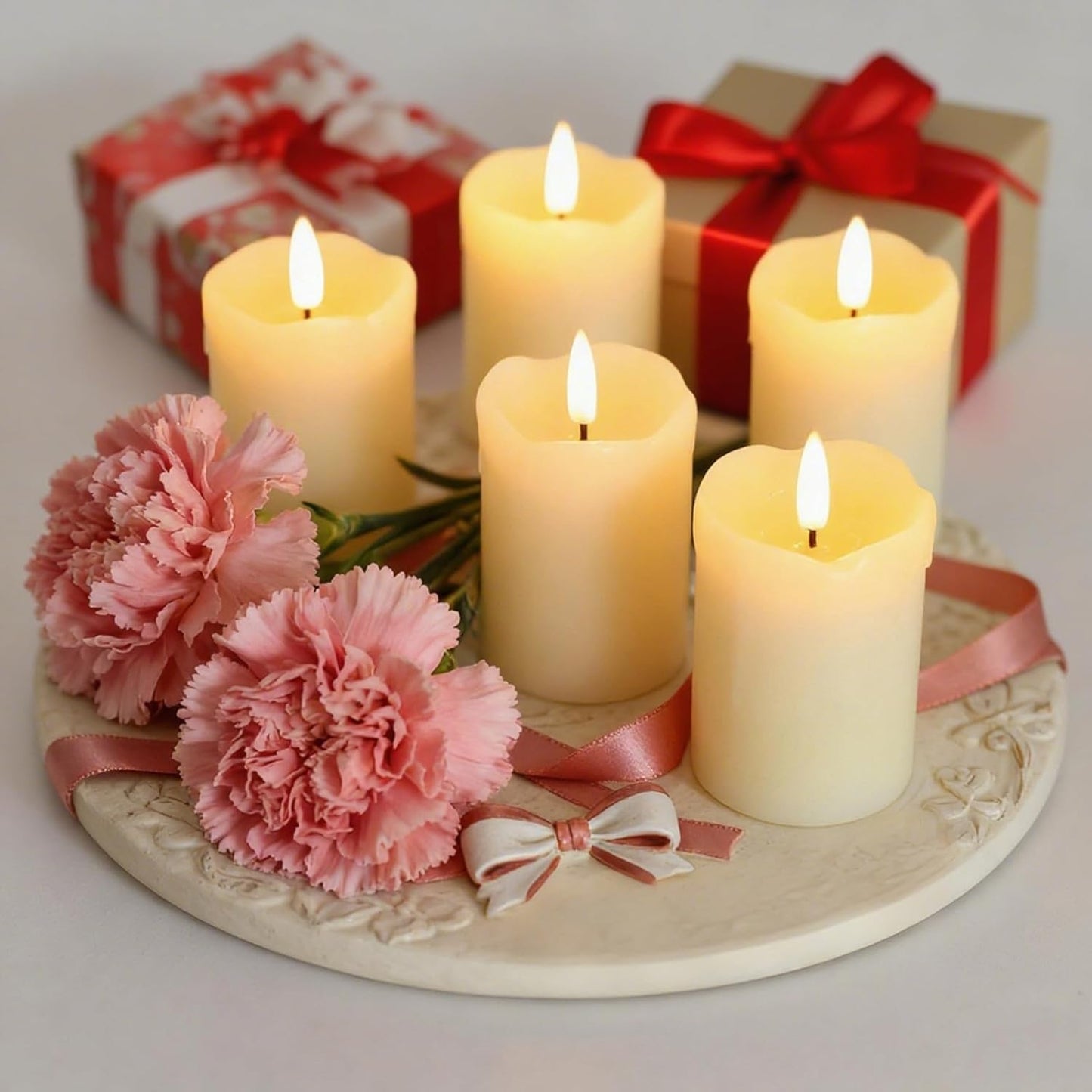 Lezonic Flameless Votive Candles Battery Operated with Remote and Timer, Pack of 6 (D:2" X H:3") LED Ivory White Long Lasting Flickering Wax Candles with Realistic 3D Flame