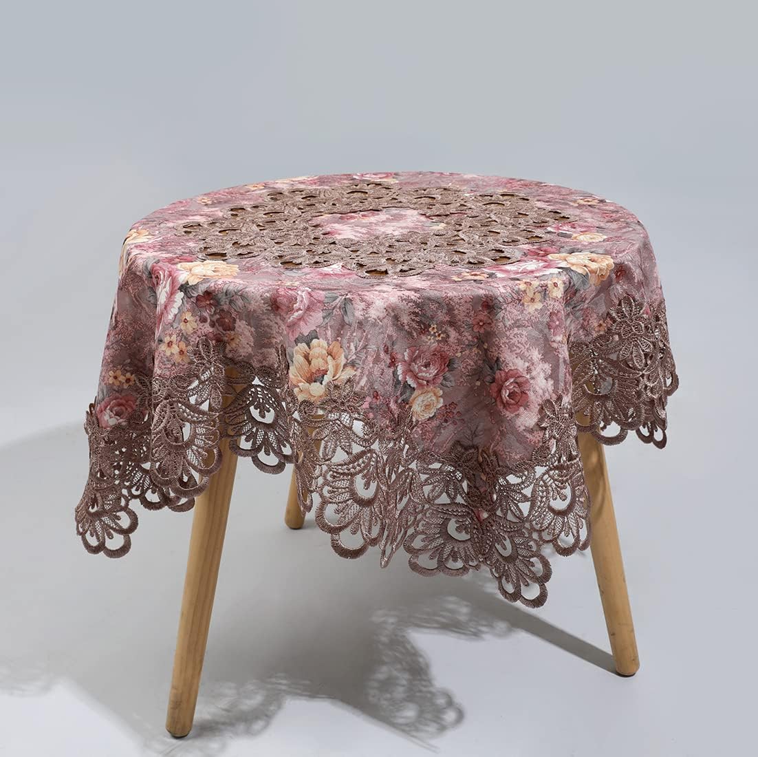 vctops Damask Lace Patchwork Tablecloth Luxury Square Small Table Cover Elegant Floral Embroidered Lace Table Cloth for Party Kitchen Dinning Picnic Decoration (Type F,32"x32")