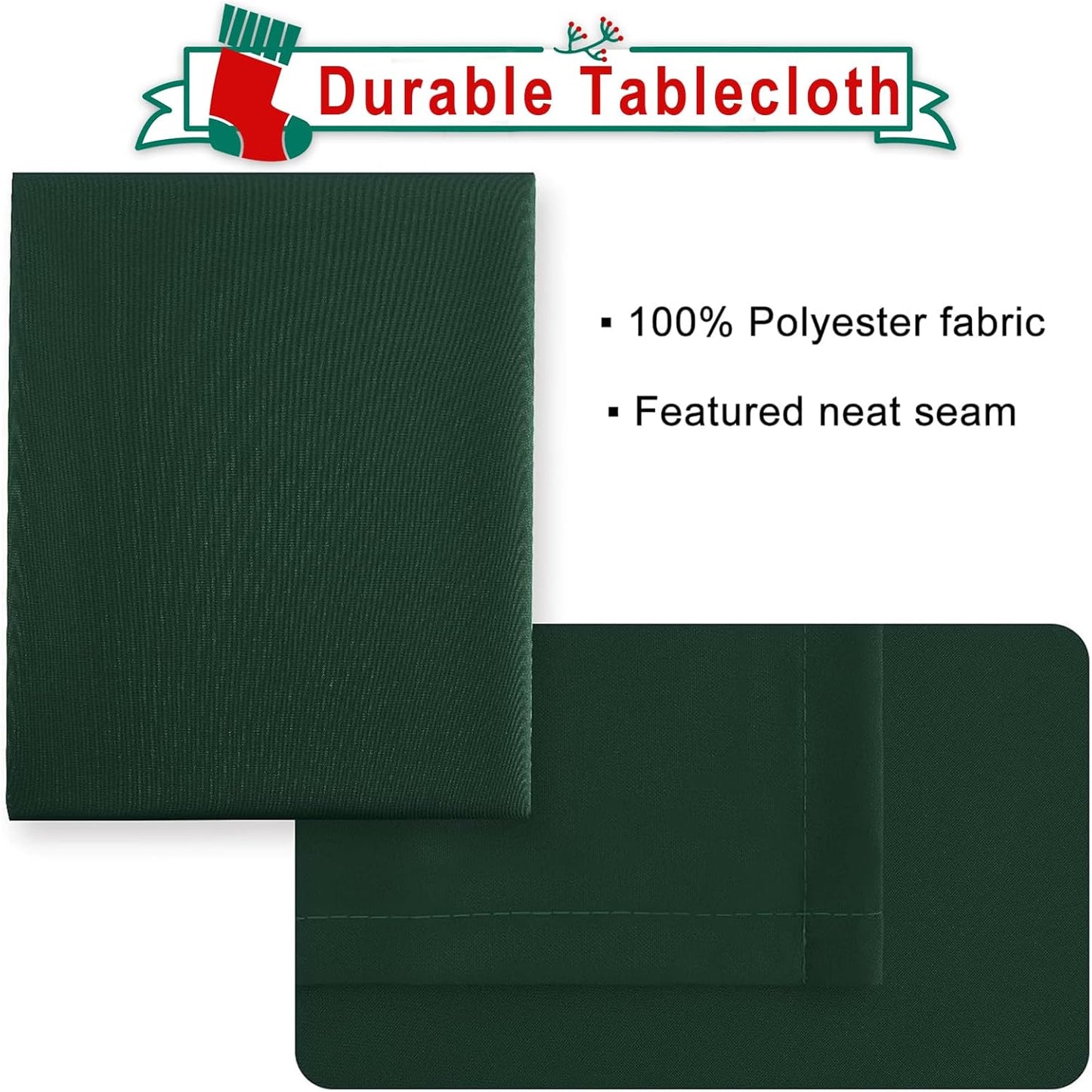 Hiasan Waterproof Tablecloth Rectangle - Washable Christmas Fabric Table Cloth for Dining Room Kitchen Birthday Party and Outdoor Use, Hunter Green, 30 x 60 Inch