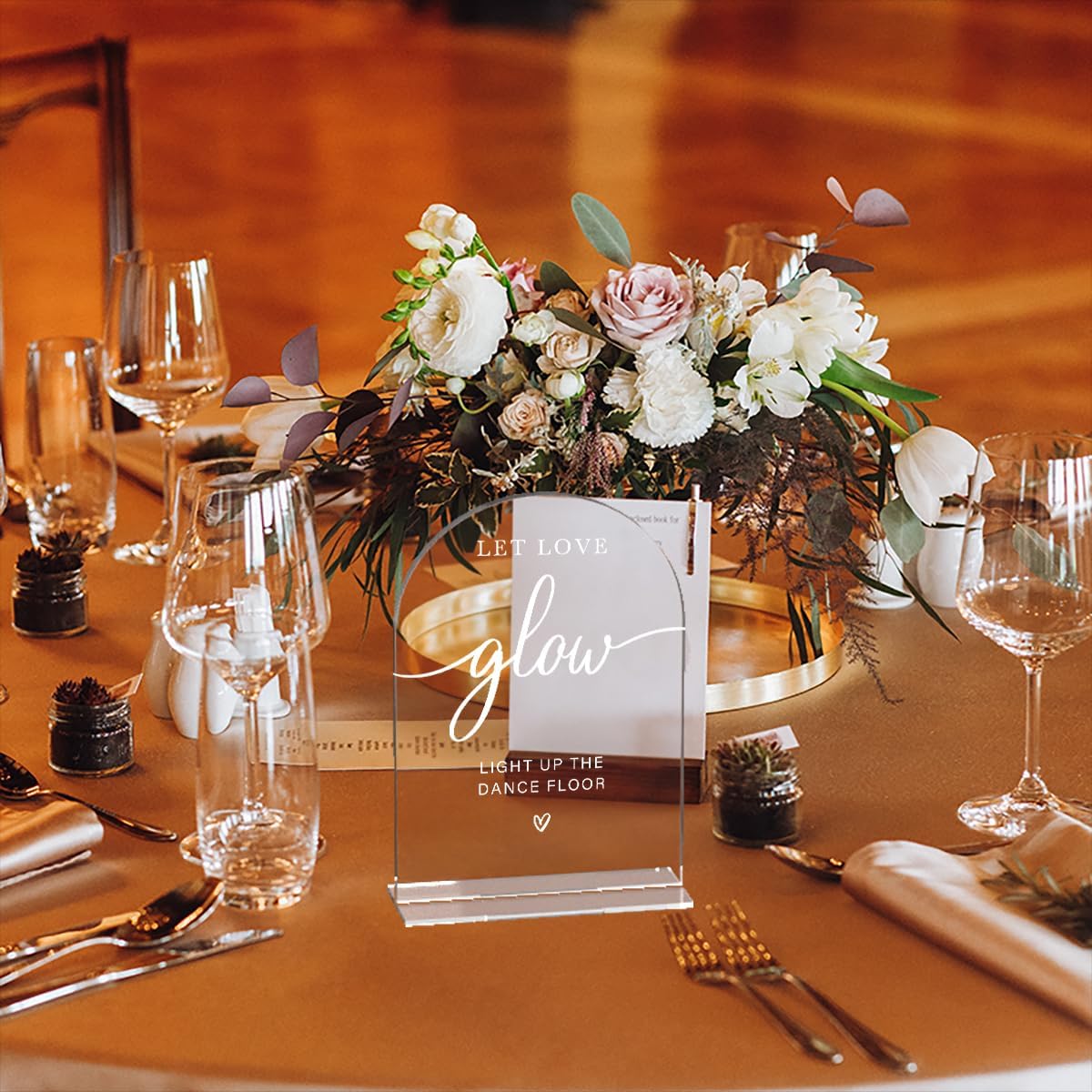 Acrylic Wedding Sign Let Love Glow Sign for Wedding Wedding Signs for Ceremony Modern Calligraphy Arch Acrylic Table Top Sign for Wedding Reception and Event Party Table