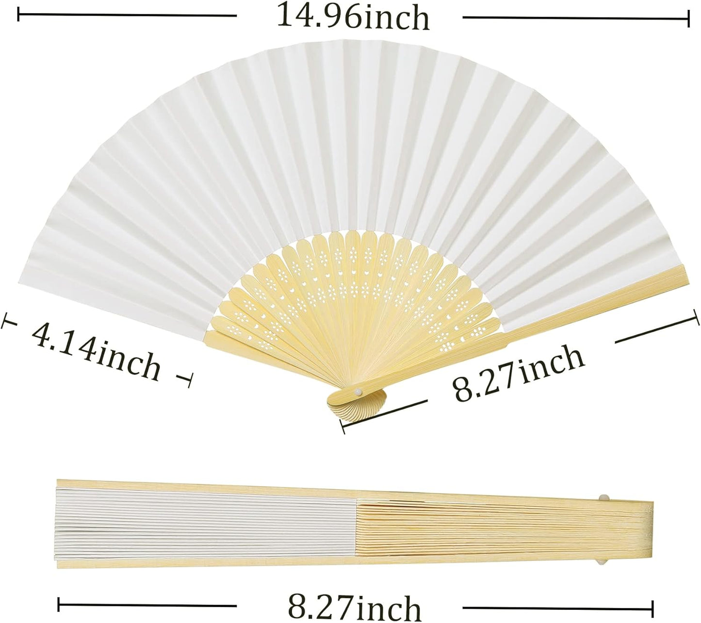 Coucoland 30 Pcs White Bamboo Folding Handheld Fan Hand fan for Wedding Home Decoration Party Favors Bridal Dancing Party
