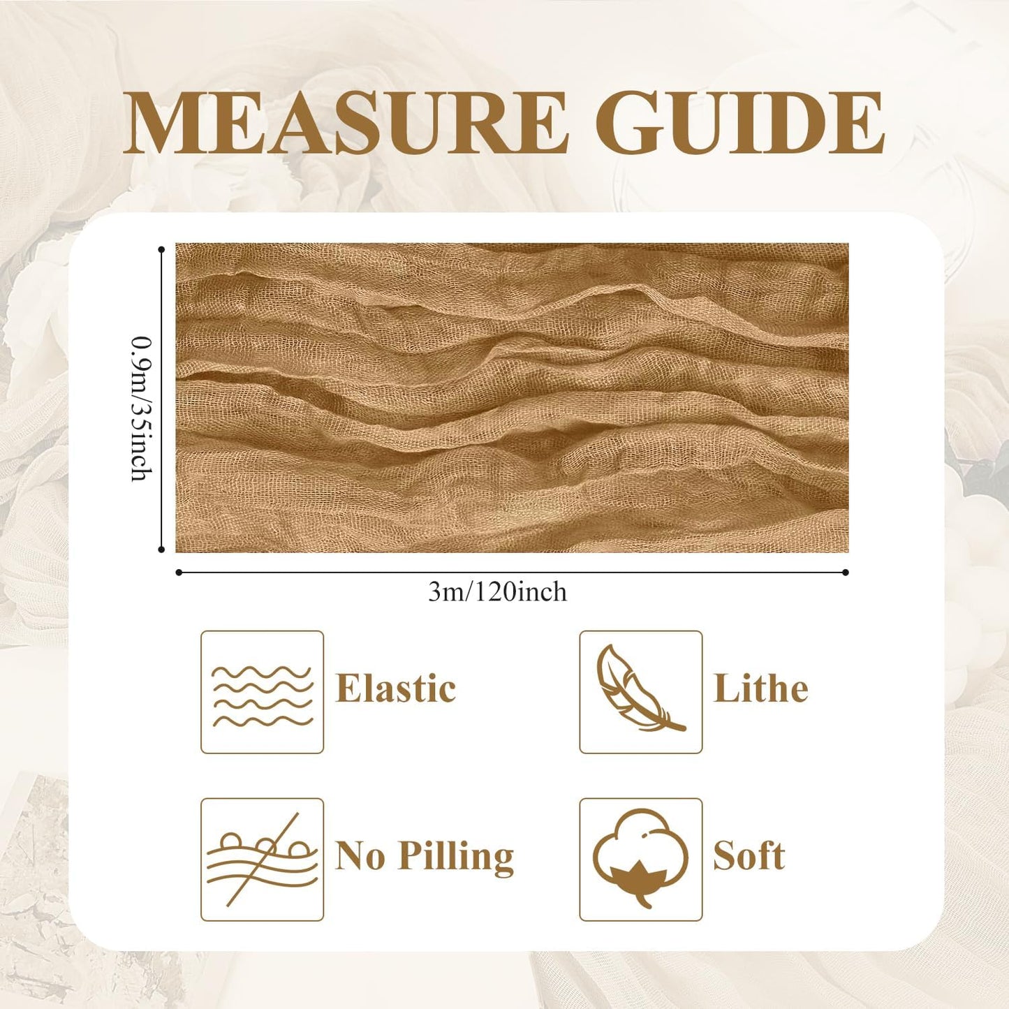 Asee'm 2pcs Cheesecloth Table Runner 120 Inches Long Khaki Boho Gauze Cheese Cloth Runner 10FT Rustic Sheer Table Runners for Christmas Wedding Party Baby Shower Spring Easter Decoration