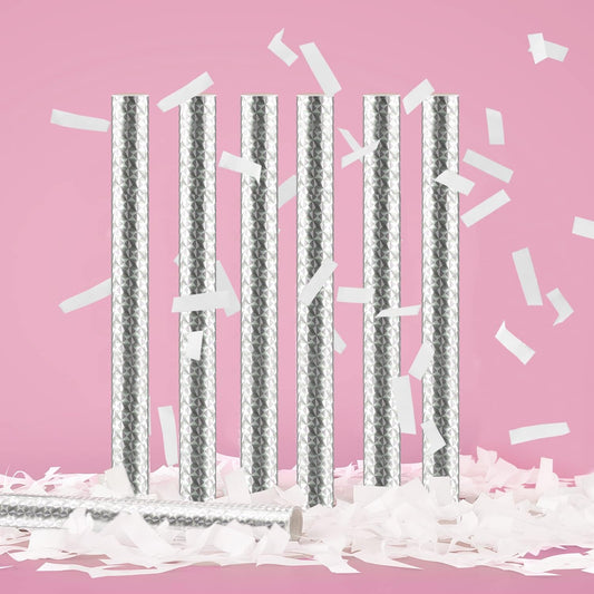 BATTIFE 7Pack White Confetti Wands, Confetti Shoot Poppers, Tissue Paper Flick Flutter Sticks for Wedding, Celebrations, Anniversary, Birthday Party, 14inch